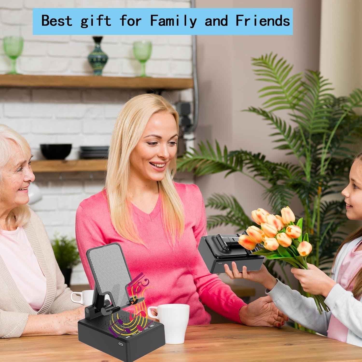 Birthday Gifts for Mother Father ,Cell Phone Stand with Wireless Bluetooth Speaker and Antislip Base HD Surround Sound for Home and Outdoors with Bluetooth Speaker for Desk Compatible with iPhone - Image 6