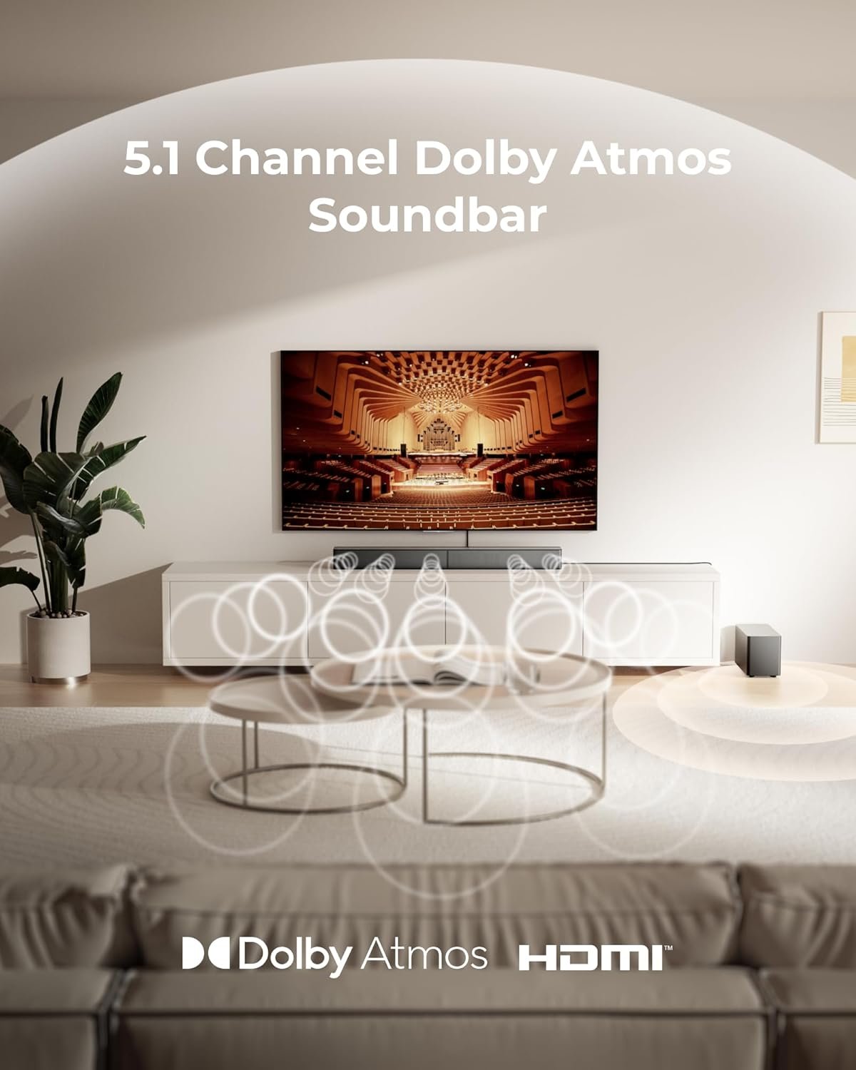 ULTIMEA 5.1CH Surround Sound Bar with Subwoofer, Dolby Atmos, VoiceMX, BassMX, APP, 300W Soundbar for Smart TV, Home Theater Surround Sound System for TV, Bluetooth 5.4, Poseidon M60 (2026 Model) - Image 4