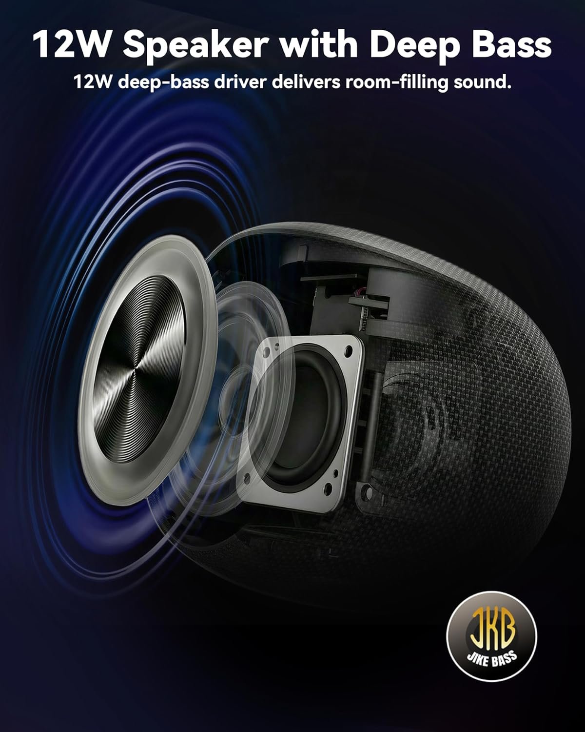 BassBloom Room 3 Portable Bluetooth Speaker, IPX6 Waterproof, TWS Pairing, 12W Powerful Stereo Sound with RGB Lights, Bluetooth 5.4, All-Day Playtime, Ideal for on Any Surface at Home - Image 3