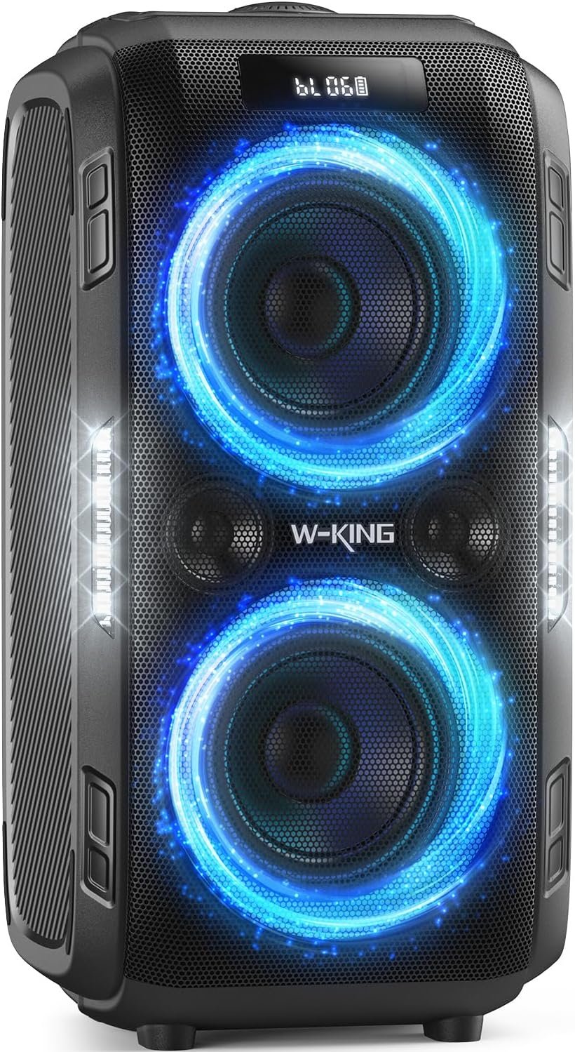 W-KING 270W Peak Party Large Loudest Bluetooth Speaker Bigest Boom Box, Portable Speakers Wireless/12 Custom Deepest Bass/Massive 125dB 6.5''x2 Subwoofer/IPX5/MIC>R in/USB/TF/AUX, Removable Battery