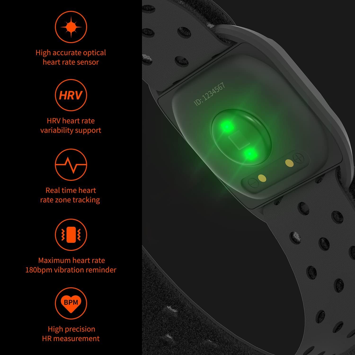 COOSPO Heart Rate Monitor Armband HW807, Bluetooth 5.0 ANT+ HRM with HR Zone LED Indicator, Tracking Heartbeat HRV for Fitness Training, Work with Peloton/Polar/Wahoo/Strava/DDP Yoga - Image 2