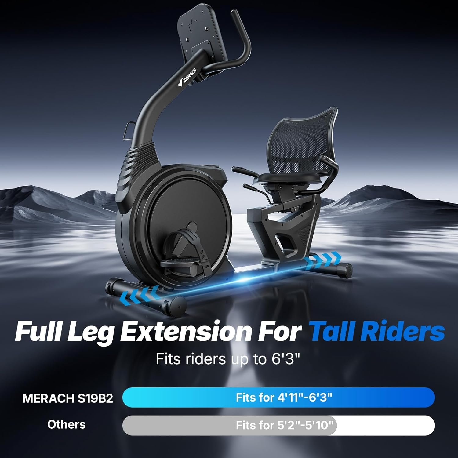 MERACH Recumbent Exercise Bikes for home, Light Commercial High-end Recumbent Bike for Seniors Adults, Magnetic Recumbent Exercise Bike with Smart Bluetooth and Exclusive App, LCD, Heart Rate Handle - Image 4