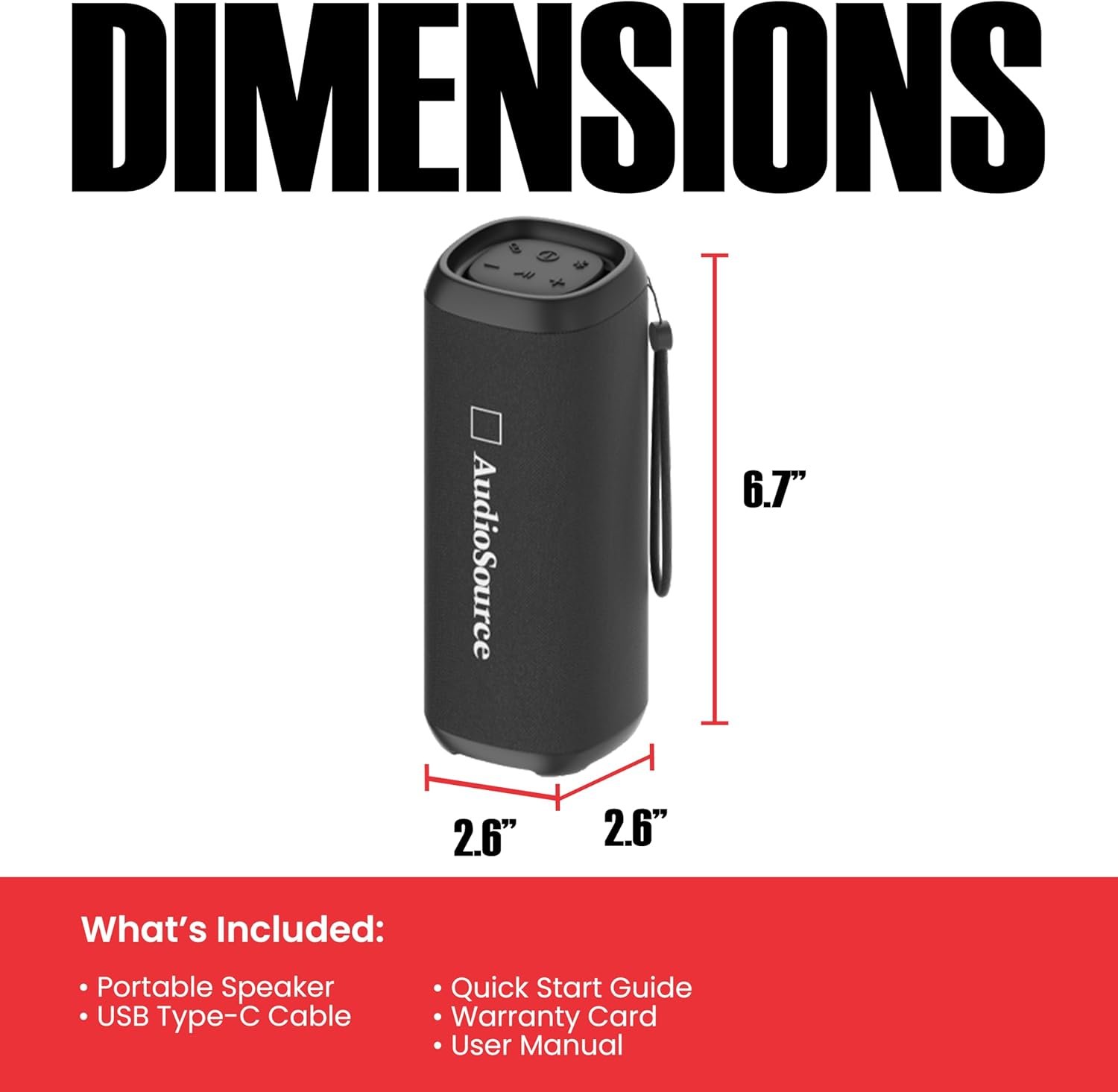 Audiosource Portable Bluetooth Speaker, 30W Loud Sound, Dual Passive Radiators for Deep Bass, Bluetooth 5.4, Auracast Multi-Speaker Pairing, IP67 Waterproof, 200ft Range, 12H Battery (Black) - Image 7