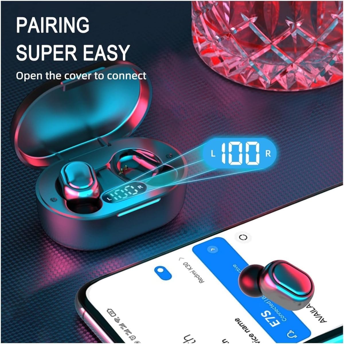 Wireless Earbuds, Bluetooth 5.3 Headphones HiFi Deep Bass with Mic ,120H Playtime LED Display ,IPX7 Waterproof Button Control True Wireless Earphones,One-Step Pairing,In-Ear Noise Reduction Headset - Image 2