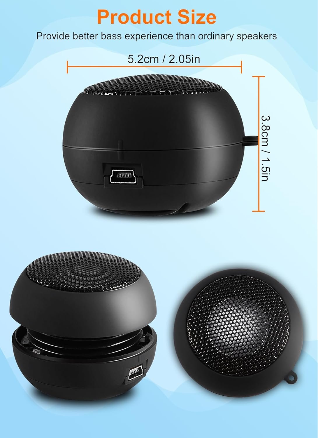 Portable Mini Speaker USB Wired Small Speakers with 3.5mm Aux Input Jack, Travel Speakers for Laptop Computer MP3 Player Speaker for Mobile Phone, MP3, PC - Image 6