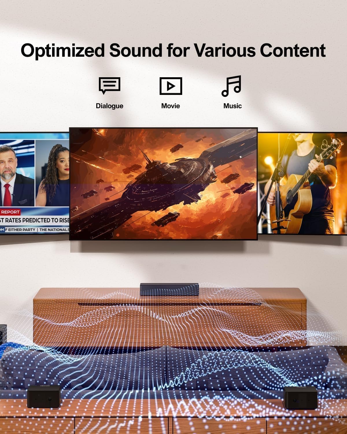 ULTIMEA 5.1 Sound Bar for Smart TV, Virtual Surround Sound System for TV, 320W Peak Power, Adjustable Surround Speakers and Subwoofer, APP Control, Home Theater Soundbar Poseidon D50(2025 New Model) - Image 5