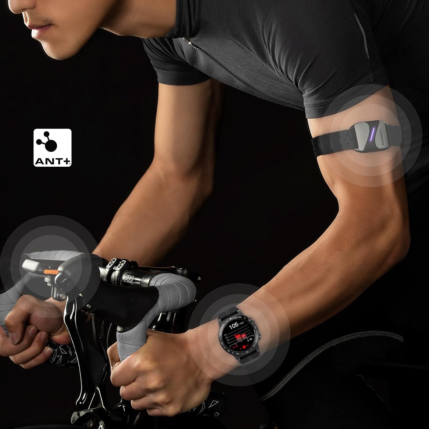COOSPO Heart Rate Monitor Armband HW807, Bluetooth 5.0 ANT+ HRM with HR Zone LED Indicator, Tracking Heartbeat HRV for Fitness Training, Work with Peloton/Polar/Wahoo/Strava/DDP Yoga - Image 8