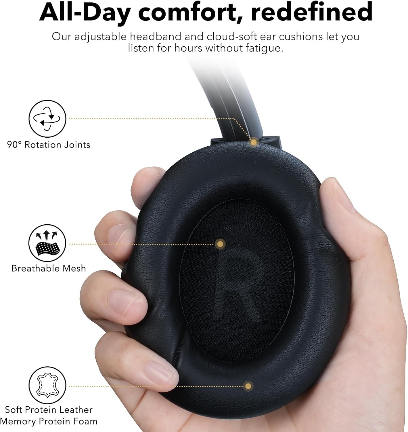 1Mii E700 Hybrid Active Noise Cancelling Headphones, Bluetooth Over Ear, Wireless Hi-Res Audio with LDAC & aptX Low Latency for Airplane Travel & Home TV, AI Translation & Custom EQ via APP, Blue - Image 9