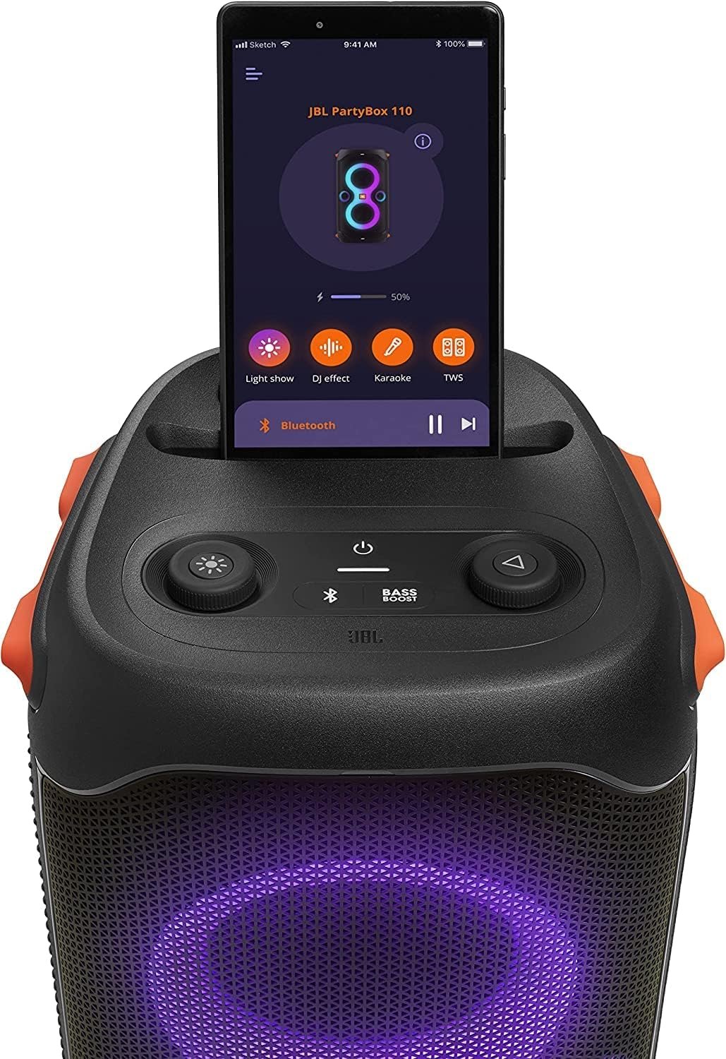 JBL PartyBox 110 - Portable Party Speaker with Built-in Lights, Powerful Sound and deep bass, Black - Image 5