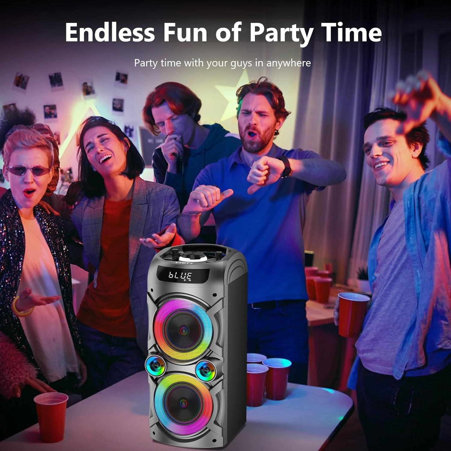 Portable Bluetooth Speaker 100W Big Powerful Wireless Boombox TWS Pairing Loud Stereo Sound Deep Bass Large Party Speakers with Subwoofer LED Lights for Outdoor Home Camping - Image 7
