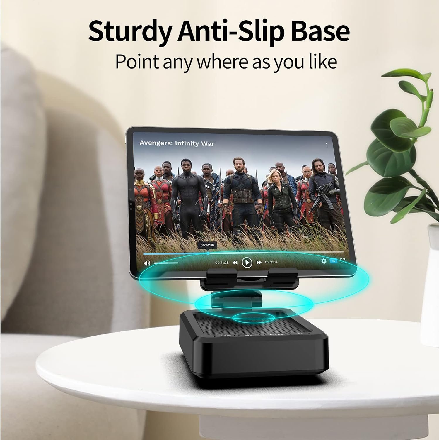 JTEMAN Tablet Stand Adjustable with Bluetooth Speakers,Kitchen Gadgets,Gifts for Women Men,Wireless Bluetooth Speaker Tablet Holder,Desk Mic Charging Sation Compatible with Phones and Tablet - Image 5