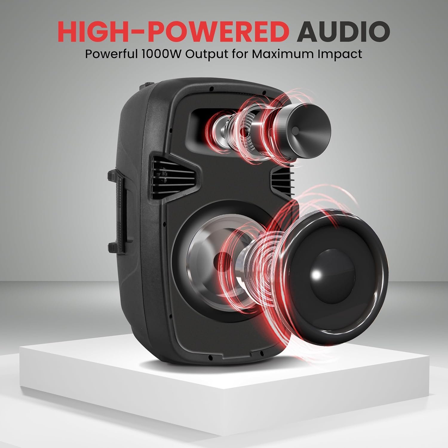 Pyle 10" Wireless Portable PA system - 1000W High Powered Bluetooth Compatible Active + Passive Pair Outdoor Sound Speakers w/ USB SD MP3 AUX - 35mm Mount, 2 Stands, Microphone, Remote - PPHP1049KT - Image 3
