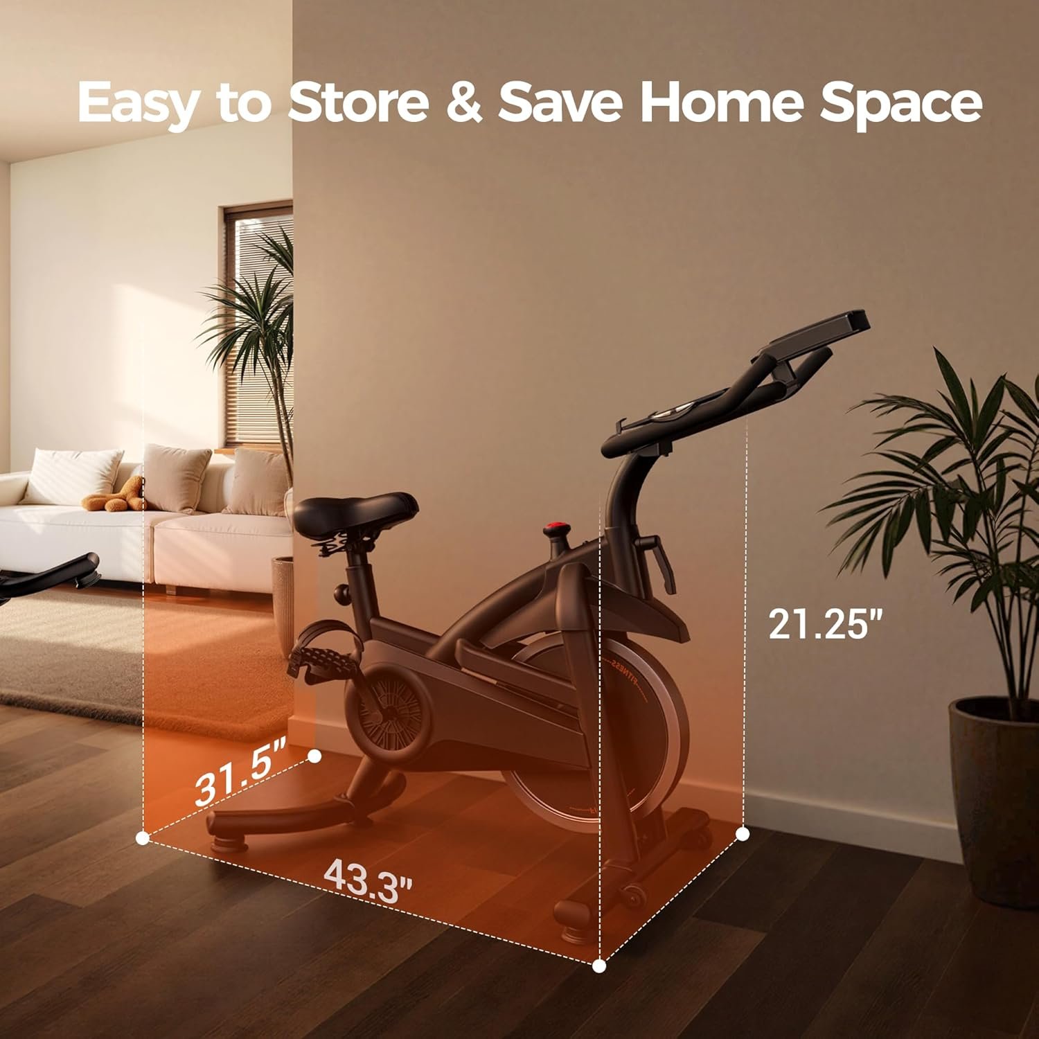 CURSOR FITNESS Exercise Bike, Quiet Belt Drive Stationary Bike for Home with 0-100 Resistance & App, 300 LB High Carbon Steel Training Bike, Indoor Cycling Bike with Tablet Holder and Heart Rate - Image 5