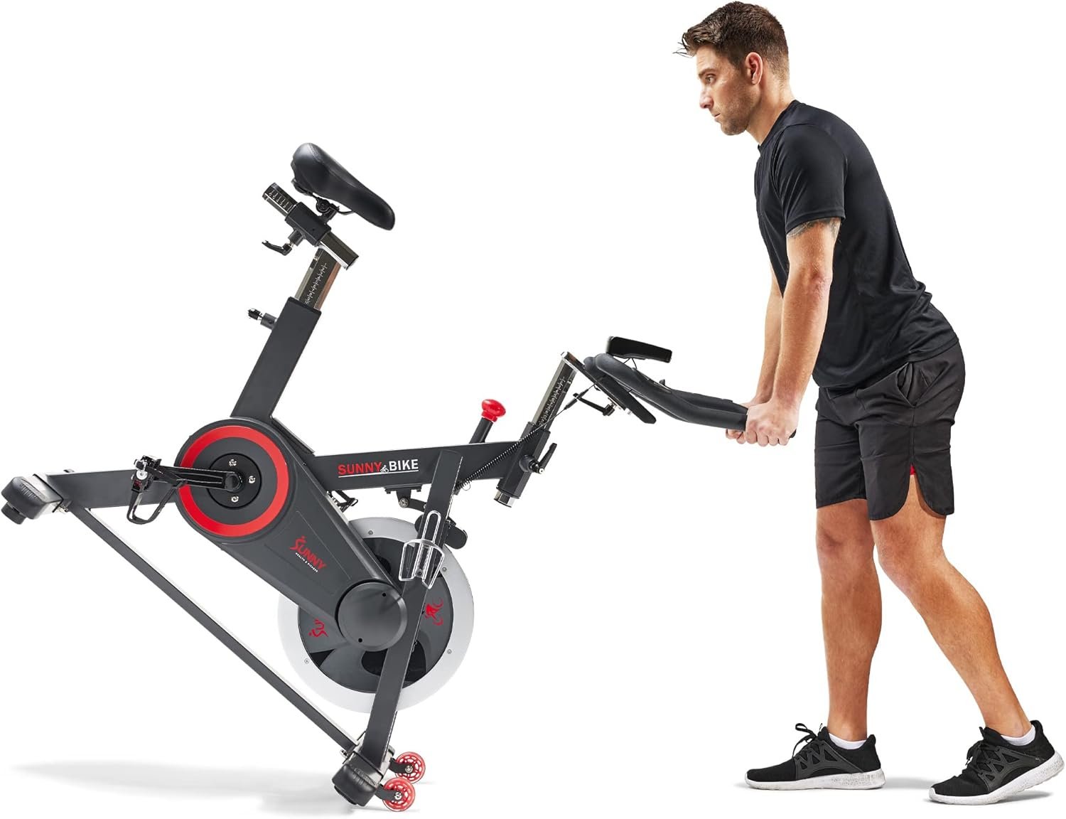 Sunny Health & Fitness Magnetic Exercise Bike, 44LB Flywheel & 300LB Weight Capacity for Intensive Home Workout, Indoor Cardio Training w/4-Way Adjustable Seat, Optional Free SunnyFit App Connection - Image 8
