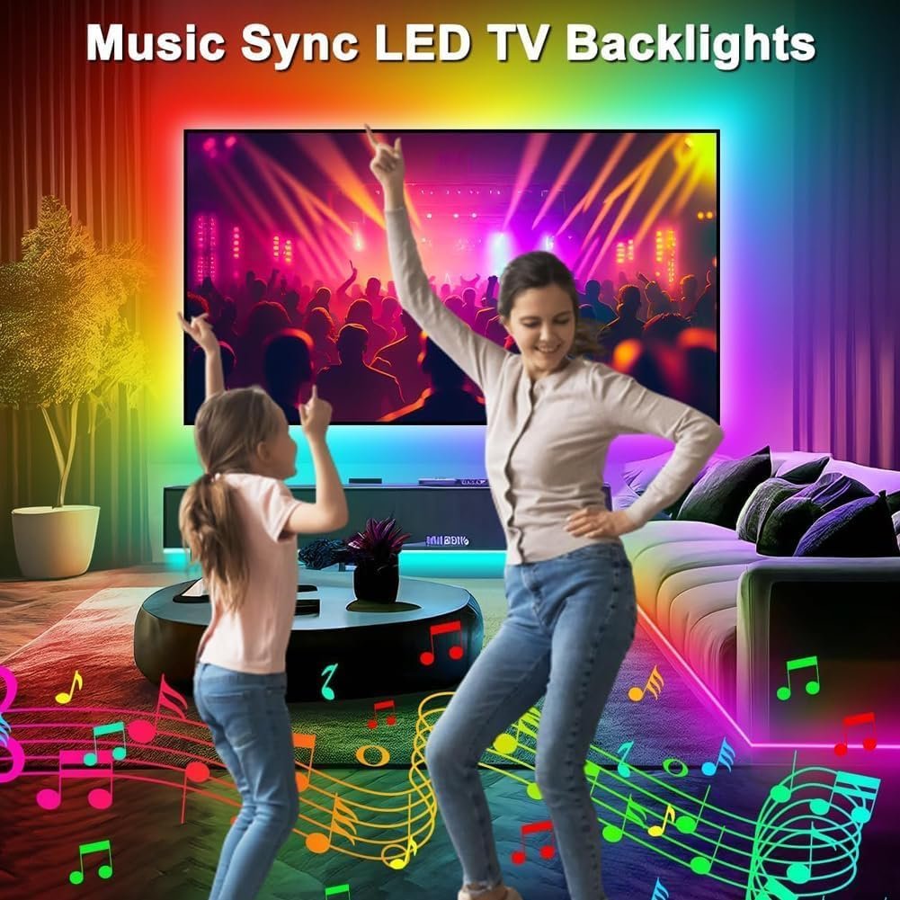 PSTAR LED Lights for TV Led Backlight, 16.4ft Music Sync RGB Strip Lights with Remote & App Control, USB Powered for 45-75 Inch TVs, Computer, Bedroom, Gaming Setup, Home Cinema - Image 6