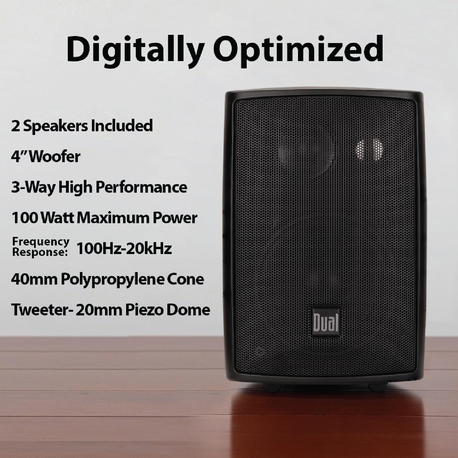 Dual Electronics LU43PB 4" 3-Way High Performance Outdoor Indoor Wired Speakers | Effortless Set Up | Home, Pool, Patio, Garage Use | Weather & UV Resistant | Expansive Stereo Sound Coverage | Black - Image 3