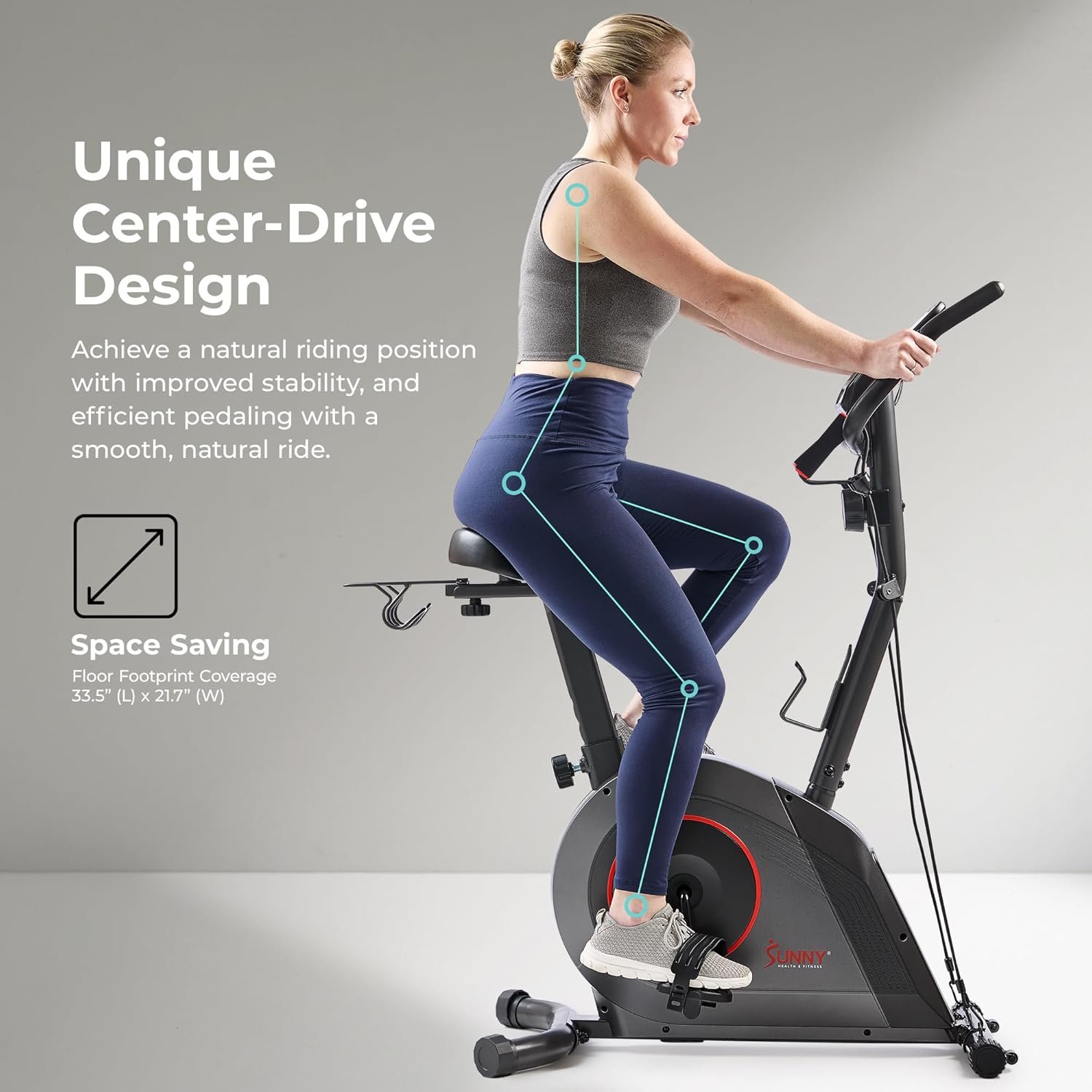 Sunny Health & Fitness Smart Stationary Exercise Upright Bike w/Pulse Sensor & 4-Way Adjustable Seat, Cycling Machine for Home Cardio Training, Free SunnyFit App Connection, Optional Resistance Band - Image 4