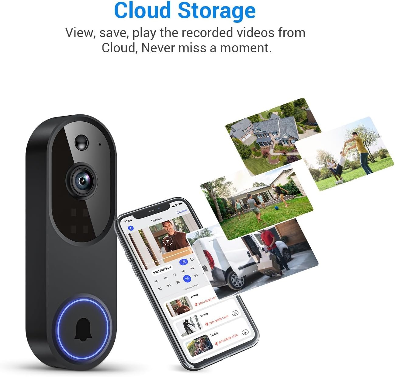1080p Wireless Cameras & Monitor Video Doorbell Camera for Home Security, Pet dog Monitor, Cloud Storage, AI Human Detection, Night Vision, Two Way Audio, Indoor Outdoor Surveillance, 2.4G Wi-Fi Only - Image 6
