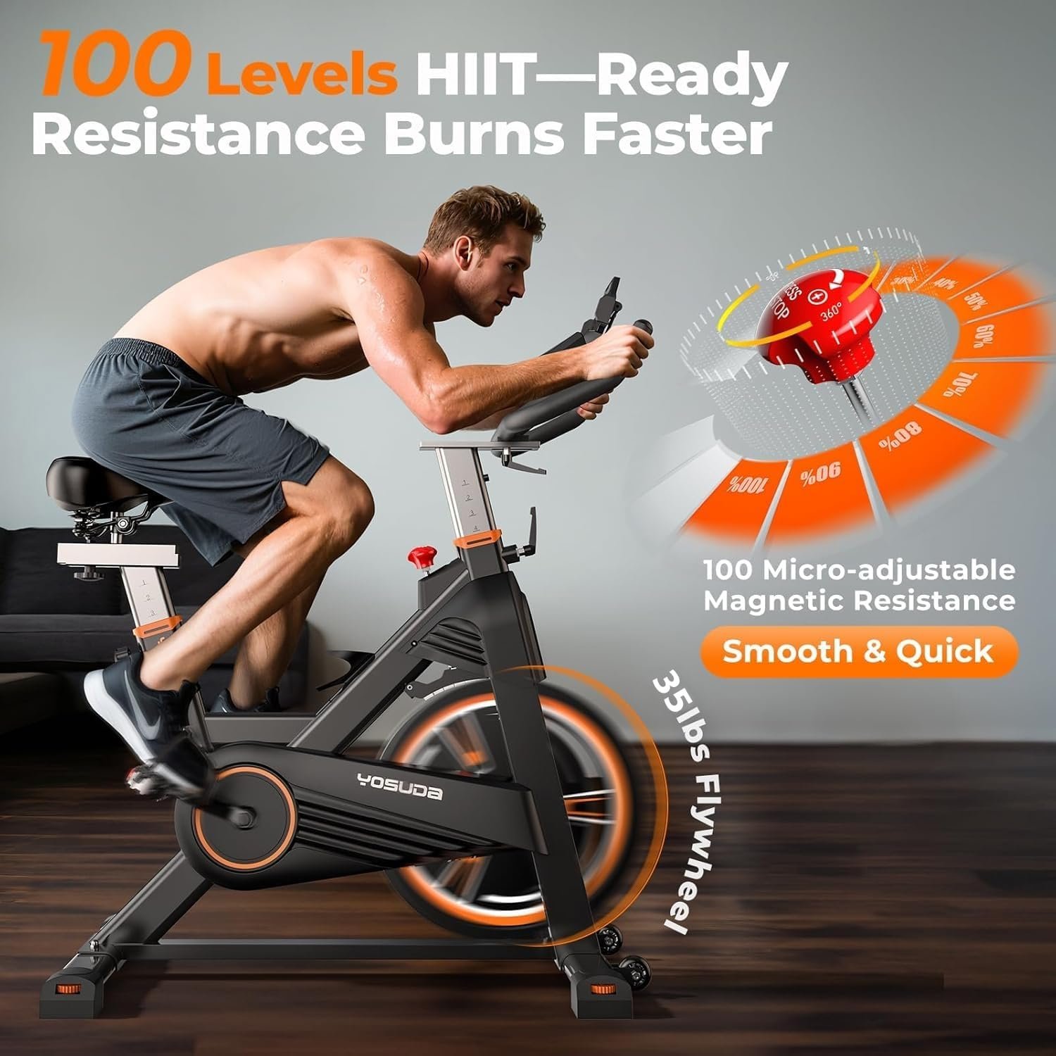 YOSUDA PRO Magnetic Exercise Bike 350 lbs Weight Capacity - Indoor Cycling Bike Stationary with Comfortable Seat Cushion, Silent Belt Drive - Image 3
