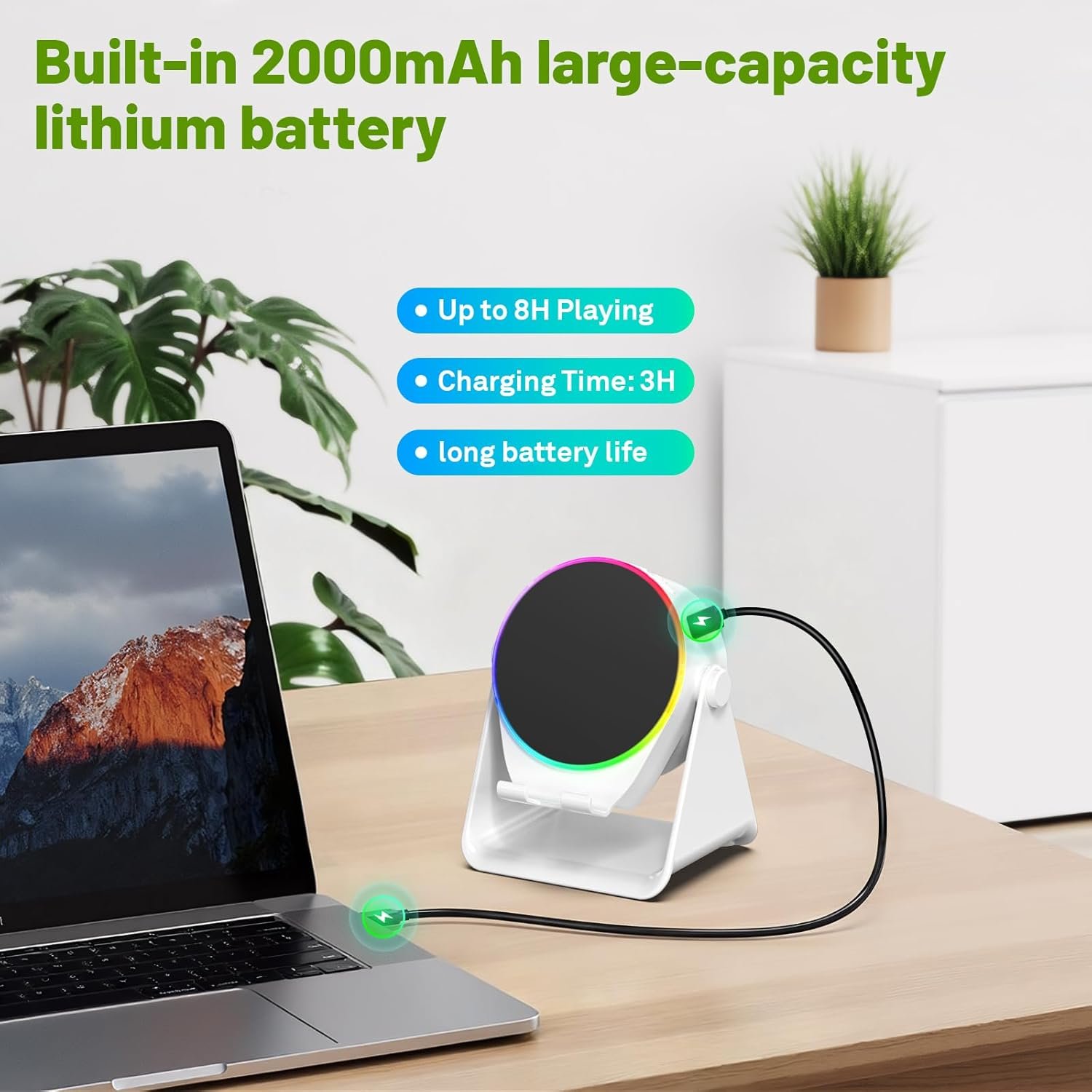 Wireless Induction Audio Bluetooth Speaker, 4 in 1 Phone Stand Speakers Amplifier with Colorful Ambient Light,360° Adjustable Holder for Tablet iPhone Android, Gifts for Men Women Teens-White - Image 6