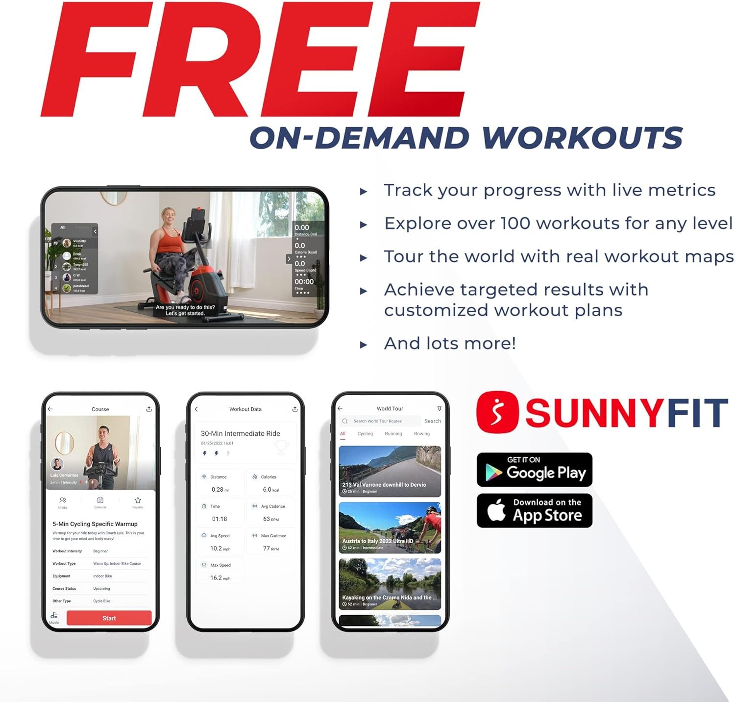 Sunny Health & Fitness Magnetic Exercise Bike, 44LB Flywheel & 300LB Weight Capacity for Intensive Home Workout, Indoor Cardio Training w/4-Way Adjustable Seat, Optional Free SunnyFit App Connection - Image 3