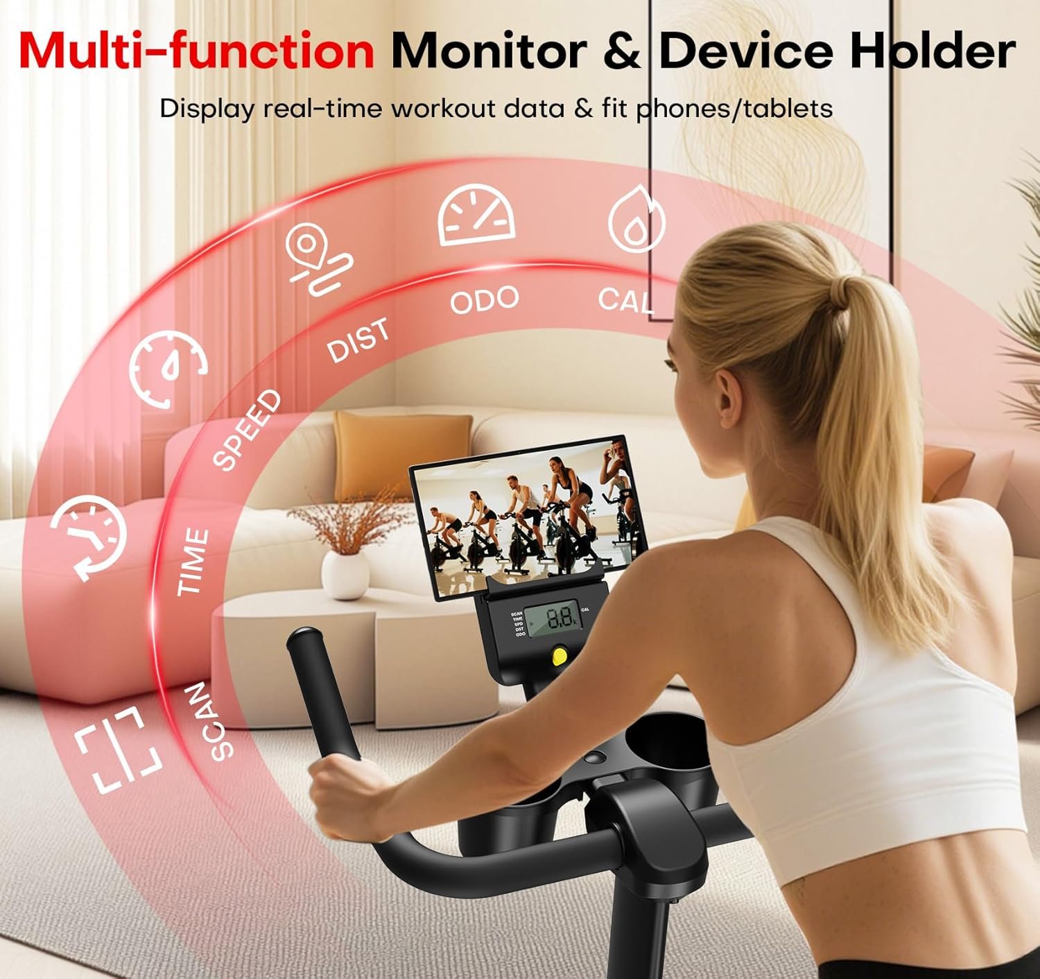 Exercise Bike, CHAOKE Quiet Adjustable Magnetic Resistance Stationary Bike for Home Cardio with App Compatible, 350LB Weight Capacity Indoor Cycling Bike with Comfortable Seat & Digital Display - Image 7