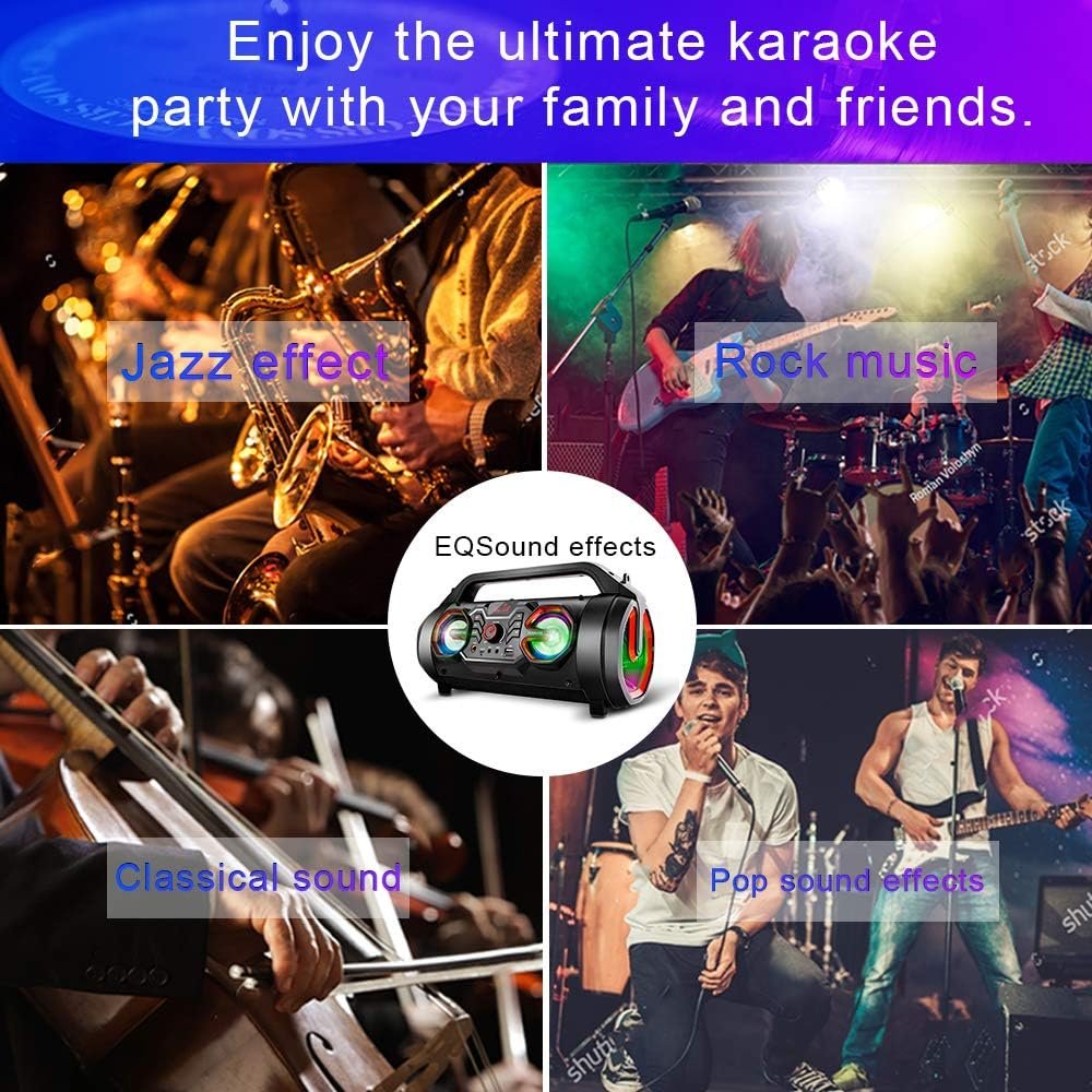 Portable Bluetooth Speaker with Subwoofer, Wireless Speakers with Booming Bass, FM Radio, RGB Lights, EQ, Stereo Sound, 10H Playtime, 30W Loud Speaker for Home, Outdoor, Party, Travel, Camping, Gifts - Image 6
