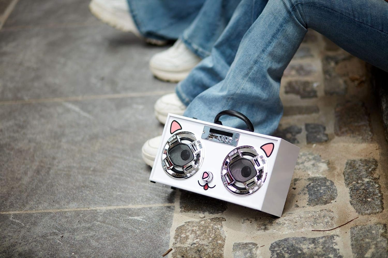 Wireless Express - Mini Boombox with LED Speakers – Retro Bluetooth Speaker w/Enhanced FM Radio - Perfect for Home and Outdoor (Retro) - Image 8