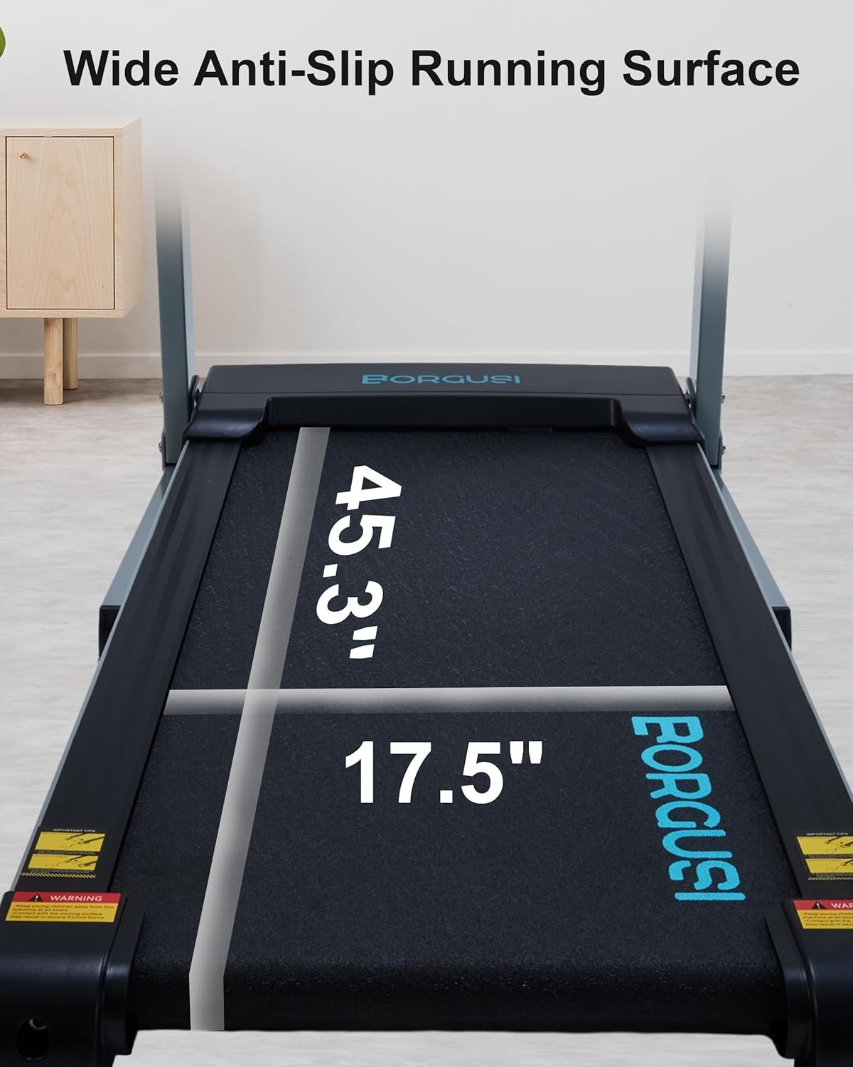 BORGUSI Treadmill with Auto Incline - 300 lb Capacity, 3.0HP Folding Electric Treadmill Up to 8.5 MPH Speed, Running Machine with 17.5" Wide Tread Belt and Bluetooth Speaker for Home Use - Image 3