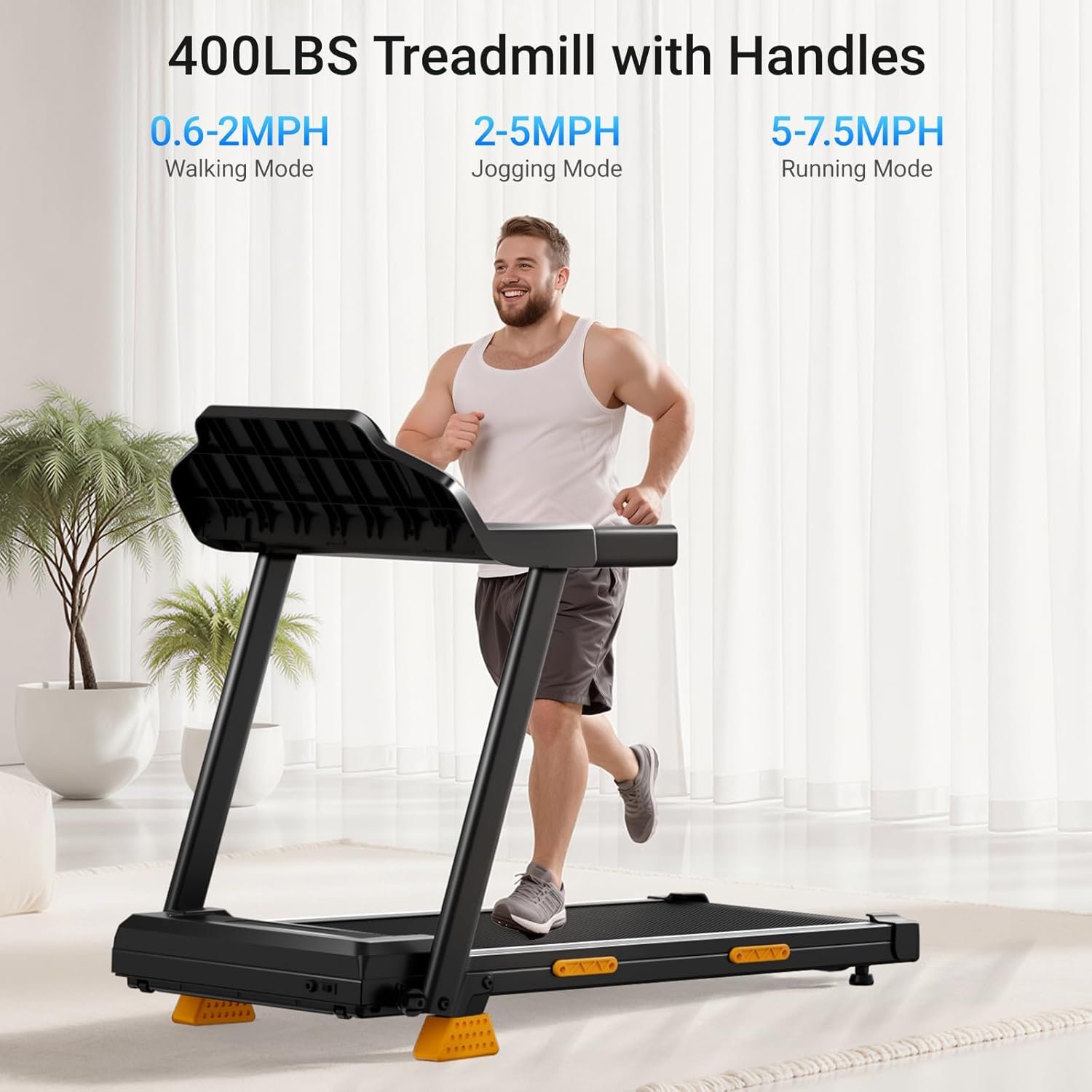 18% Incline Treadmills for Home Small, 3.0HP Foldable Walking Pad Treadmill with 3 LED Displays, Portable Treadmill Up to 400LBS Capacity, 7.5MHP - Image 6