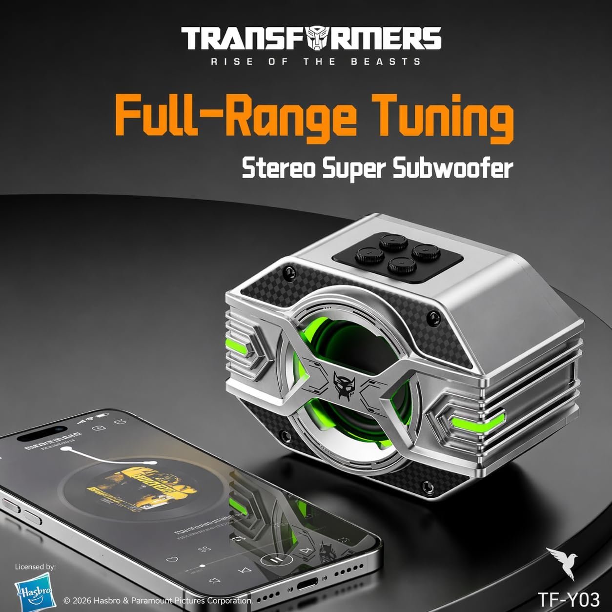 Transformers TF-Y03 CoreBlock Design Bluetooth TWS Speaker 5W Portable Wireless IPX5 Waterproof, 5H Playtime, 1200mAh, Deep Bass, Stereo Pairing, Built-in Mic, AUX/TF Card (Optimus Primal Gray) - Image 5