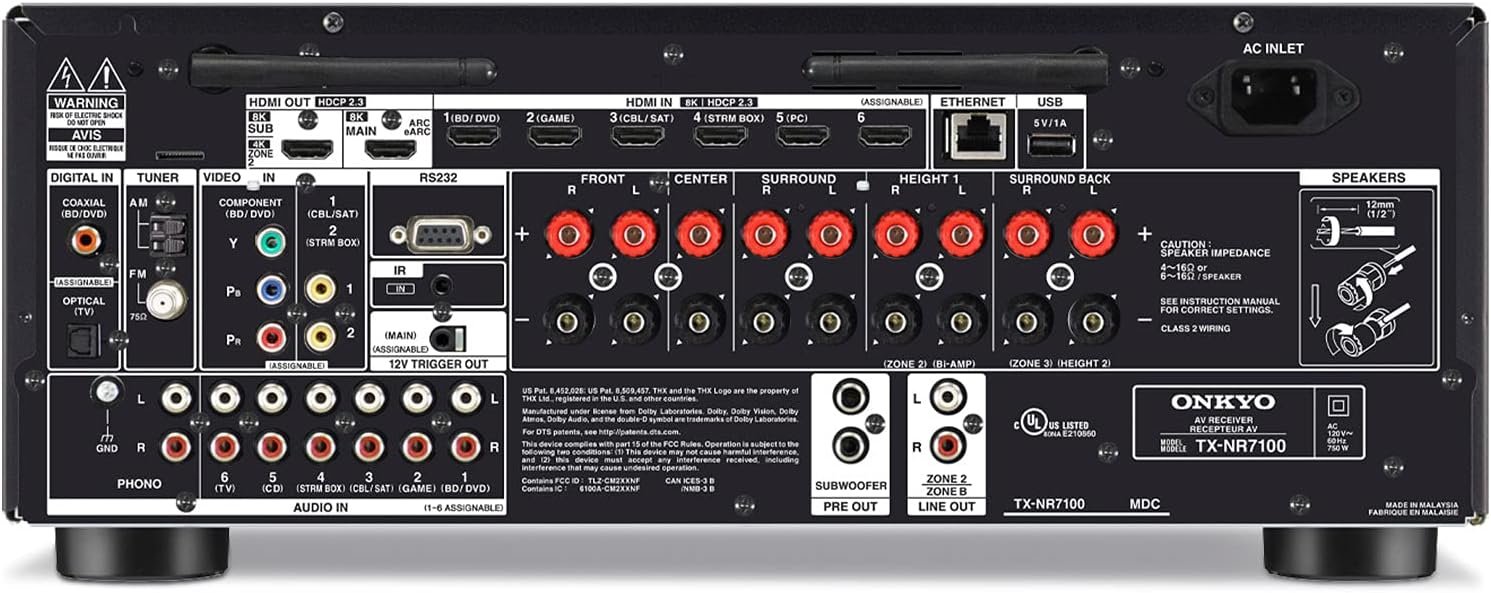 Onkyo TX-NR7100 9.2-Channel AV Receiver - 100 Watts Per Channel, Dirac Live Out of Box, Works with Sonos Certified, THX Certified and More - Image 4