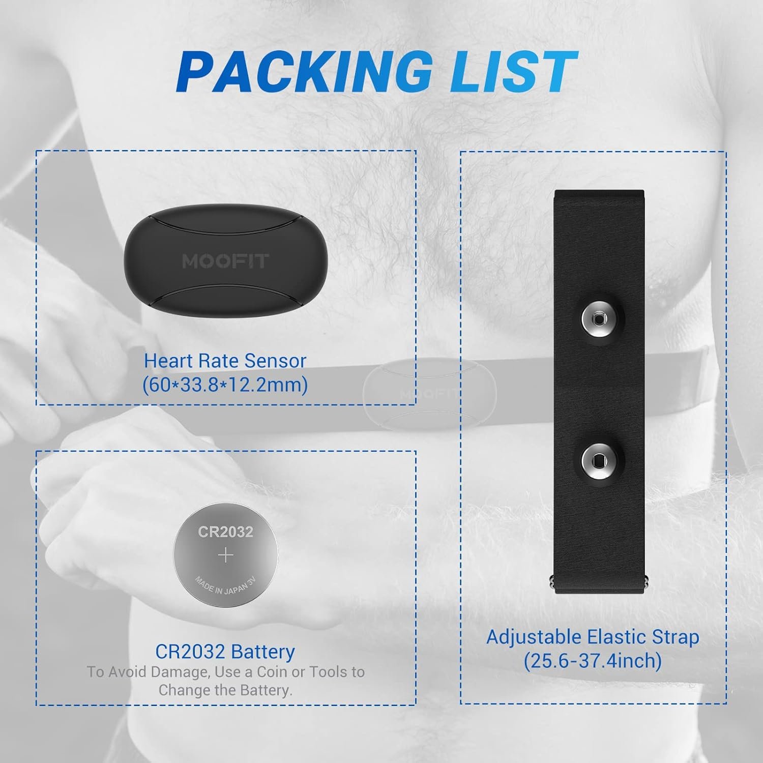 moofit HR8 Heart Rate Monitor Chest Strap, Low Energy Real-Time Heart Rate Data Bluetooth 5.0/ANT+, Longer Communication Range, IP67 Waterproof, Compatible with iOS/Android Apps, Gym Equipment, Black - Image 7