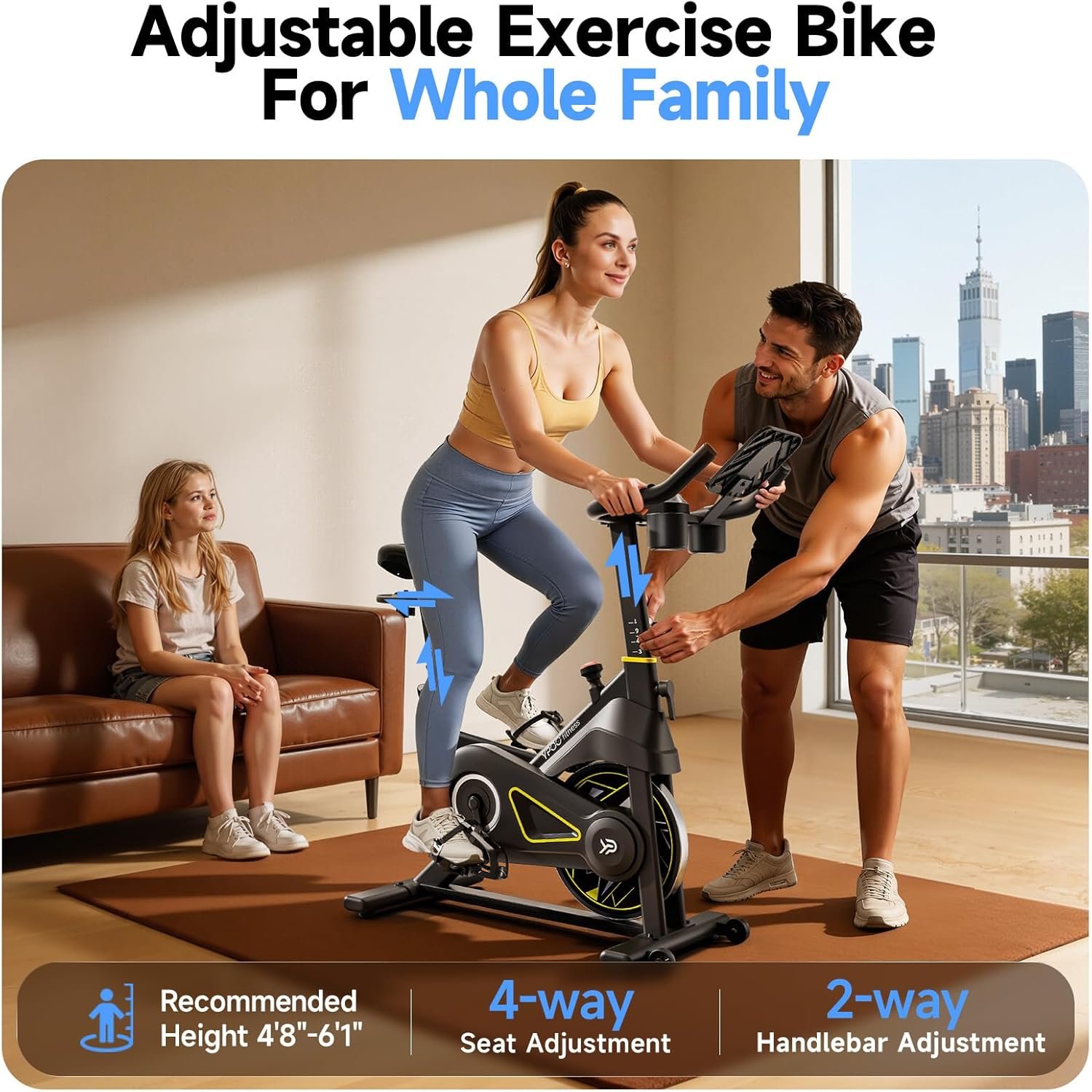 YPOO Exercise Bike, Adjustable Magnetic Resistance Stationary Bikes for Home Cardio with Exclusive App, Indoor Bike with 330lbs Weight Capacity Comfortable Seat, Tablet Mount and Fitness Courses - Image 4