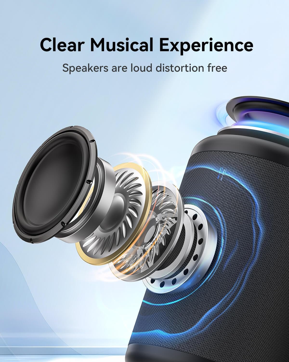 LENRUE Small Portable Bluetooth Speaker with Lights, TWS Stereo Surround Sound, Type C Powered, Bluetooth 5.3, AUX TF Card Input, Wireless for Outdoor Home, Coolest Gifts - Image 2