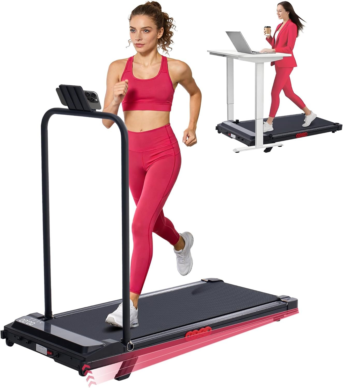 Walking Pad with Handle Bar and Incline, 3.0HP Under Desk Treadmill for Home Small Space, 0.6-7.6MPH Portable Walking Pad Treadmill with Handles, 350LBS, 2026 Upgrade