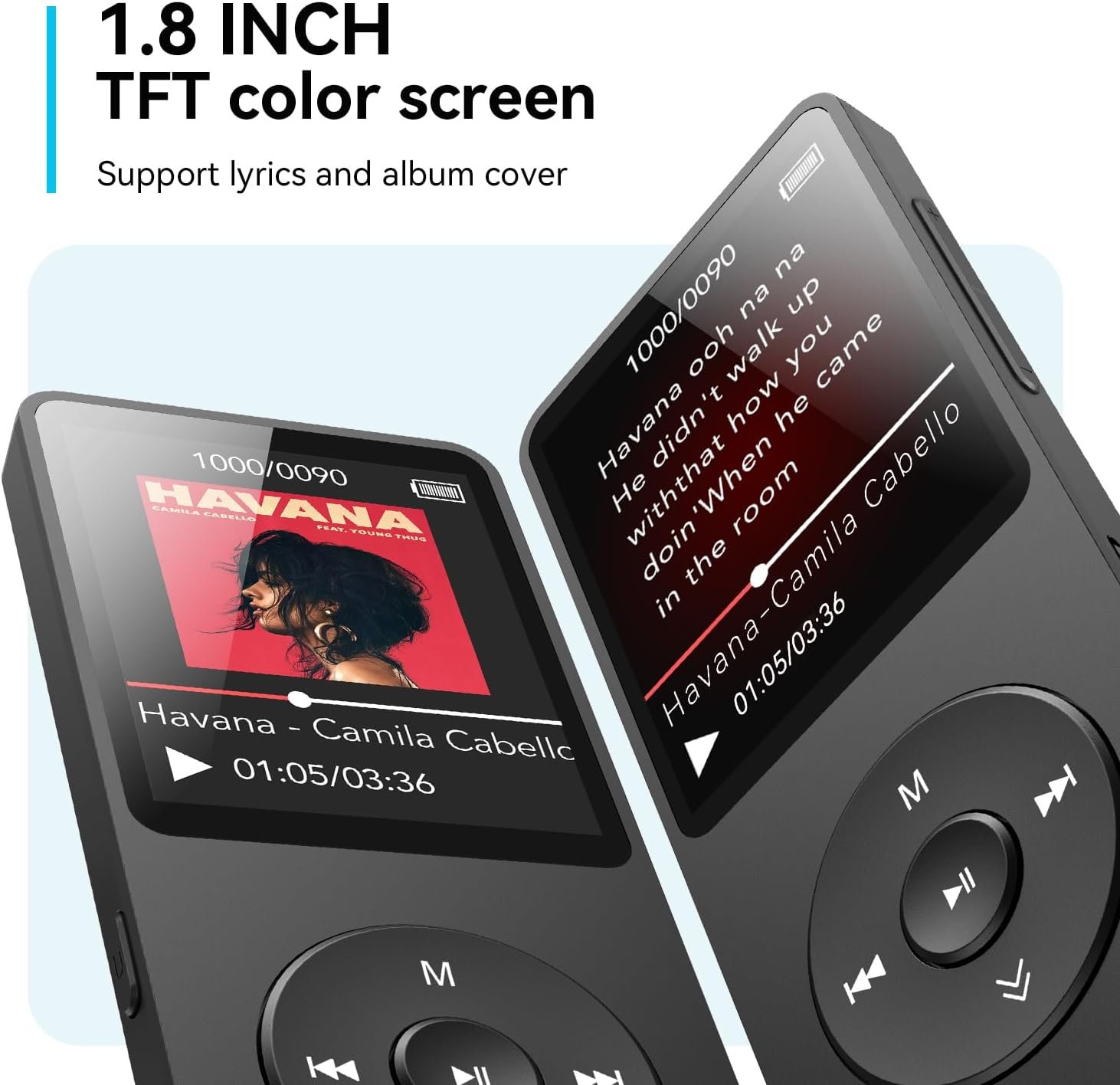 AGPTEK A02 MP3 Player with Bluetooth 5.3, 1.8 inch Screen Portable Music Player with Speaker, FM Radio, Voice Recorder, Supports Expanded Up to 128GB(Black, 32GB) - Image 6