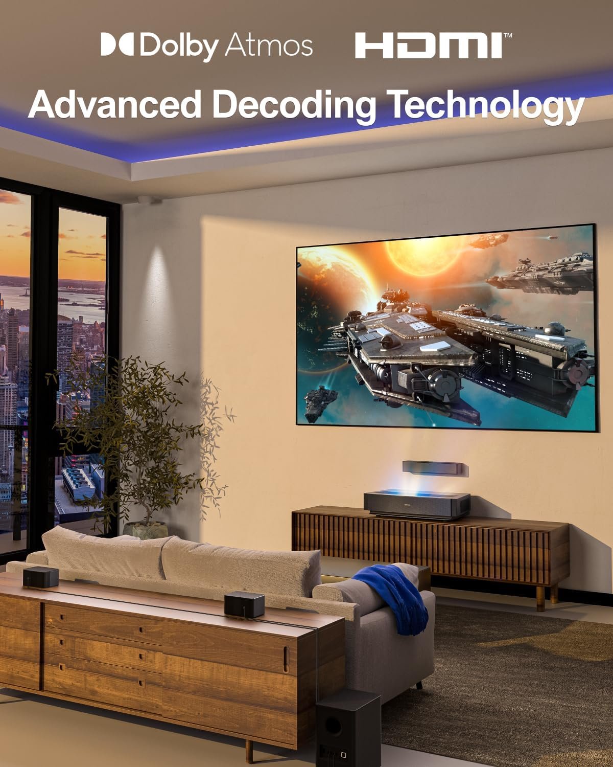 ULTIMEA 5.1 Sound Bar, 410W Dolby Atmos Surround Sound System for TV, 3D Sound Bars for Smart TV w/Subwoofer, Adjustable Surround & Bass, Home Audio w/APP Control, Poseidon D60(New 2025 Version) - Image 7