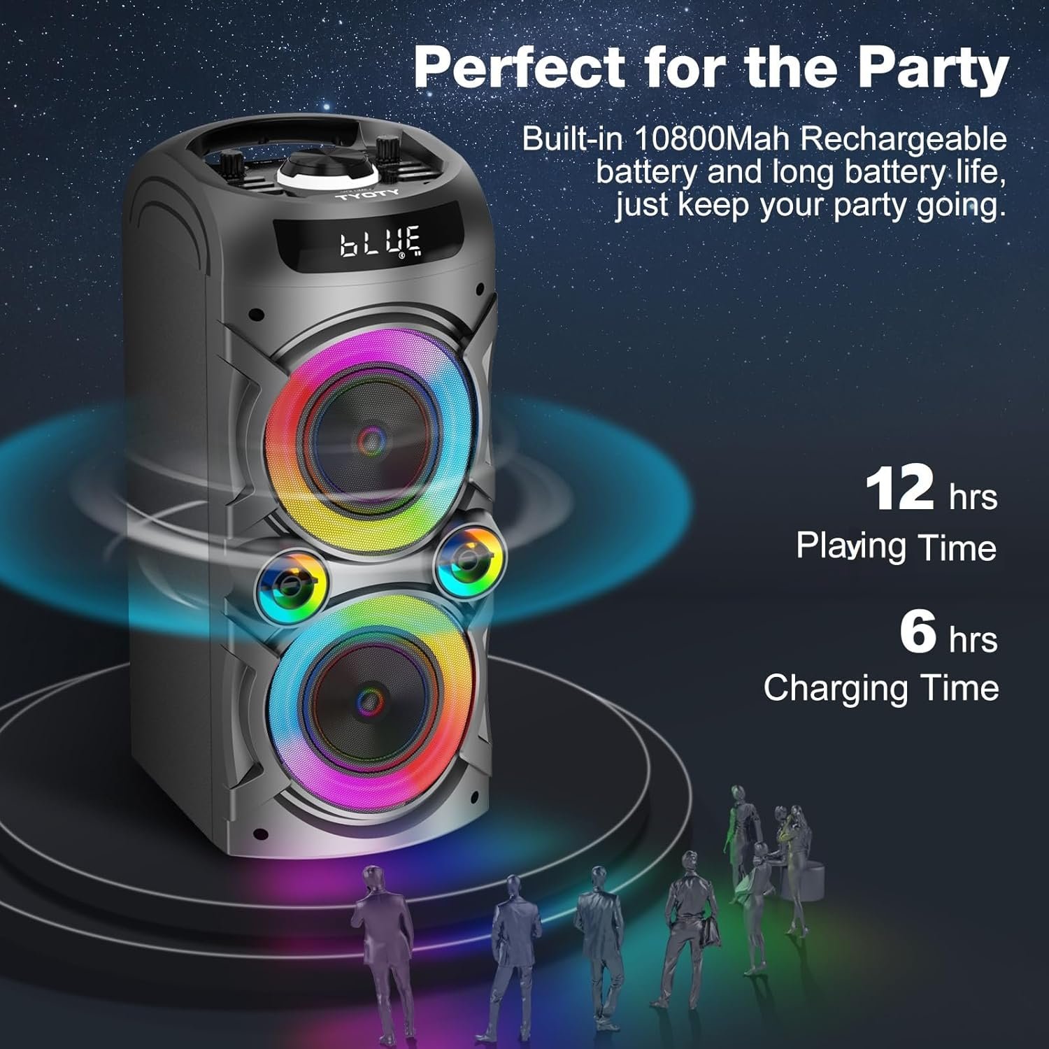 Portable Bluetooth Speaker 100W Big Powerful Wireless Boombox TWS Pairing Loud Stereo Sound Deep Bass Large Party Speakers with Subwoofer LED Lights for Outdoor Home Camping - Image 4