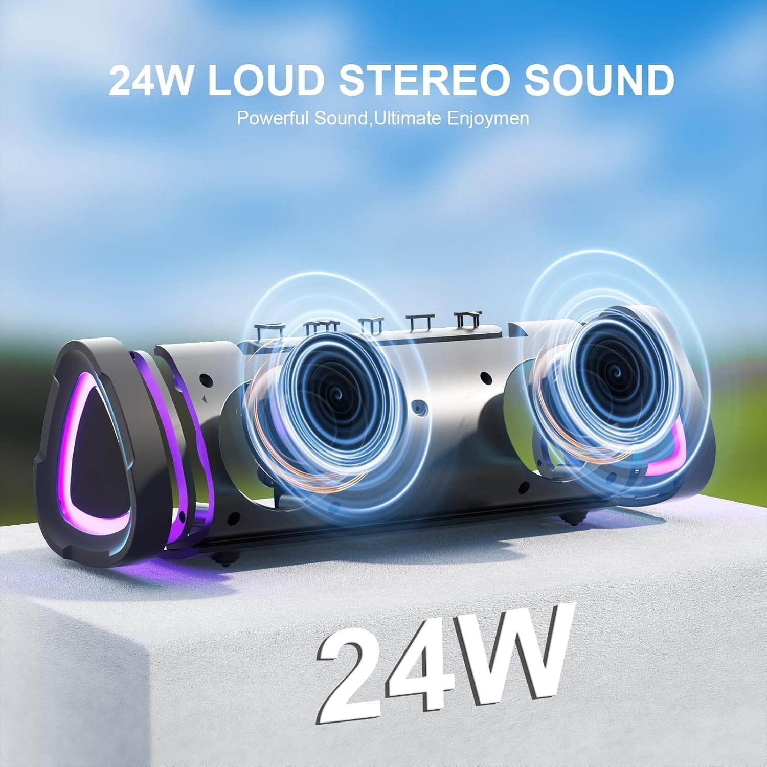 Vanzon Bluetooth Speakers, Wireless Portable Bluetooth Speaker with 24W Stereo Sound,24H Playtime, IPX7 Waterproof,TWS Dual Pairing,Suitable for Home/Outdoor/Party/Travel,Great Gift - Image 3