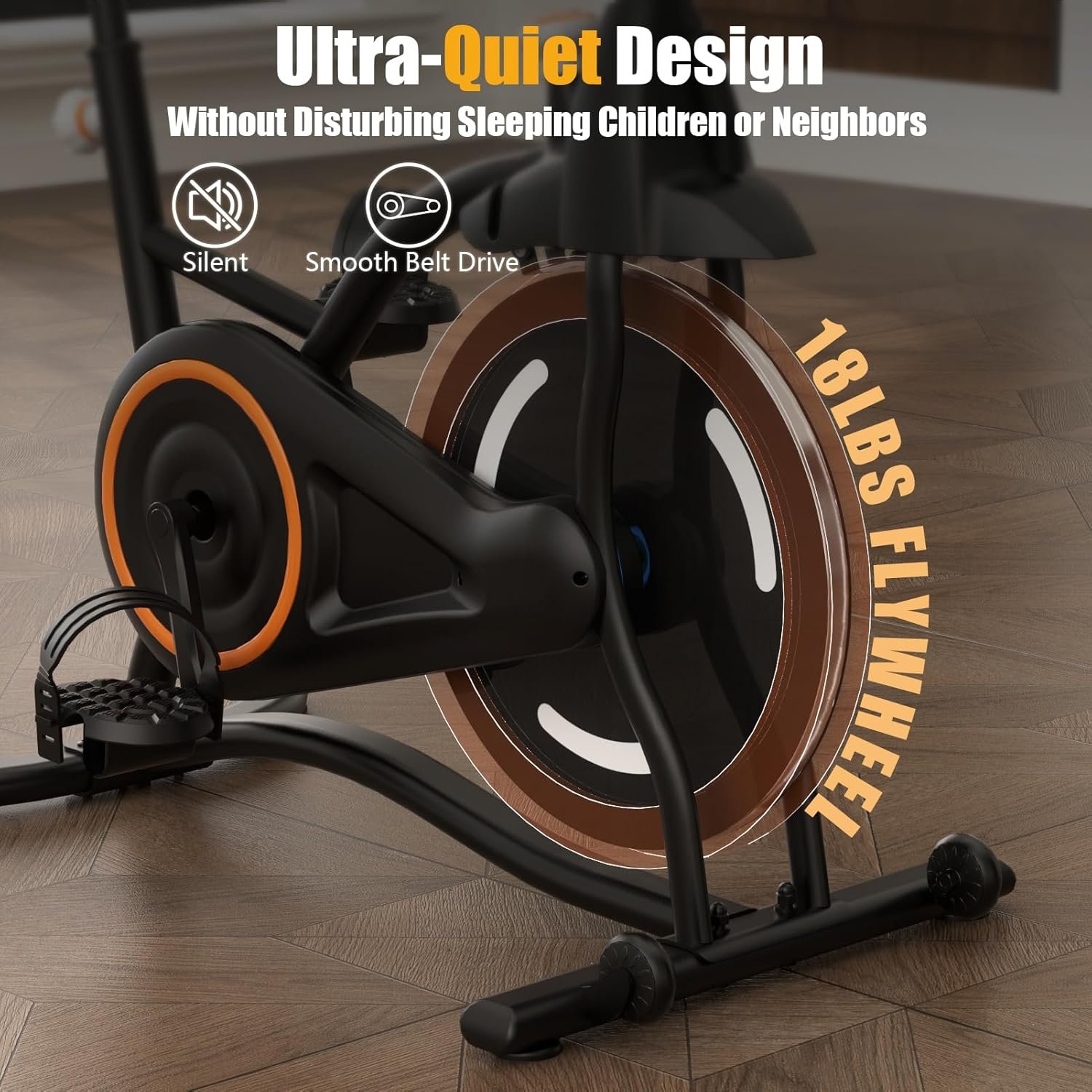 HOELLL Exercise Bike with Exclusive Heart Rate Sensor and APP Sync, Stationary Bikes for Home with Continuously Variable Resistance, Compact Indoor Cycling Bike with Tablet Mount - Image 3