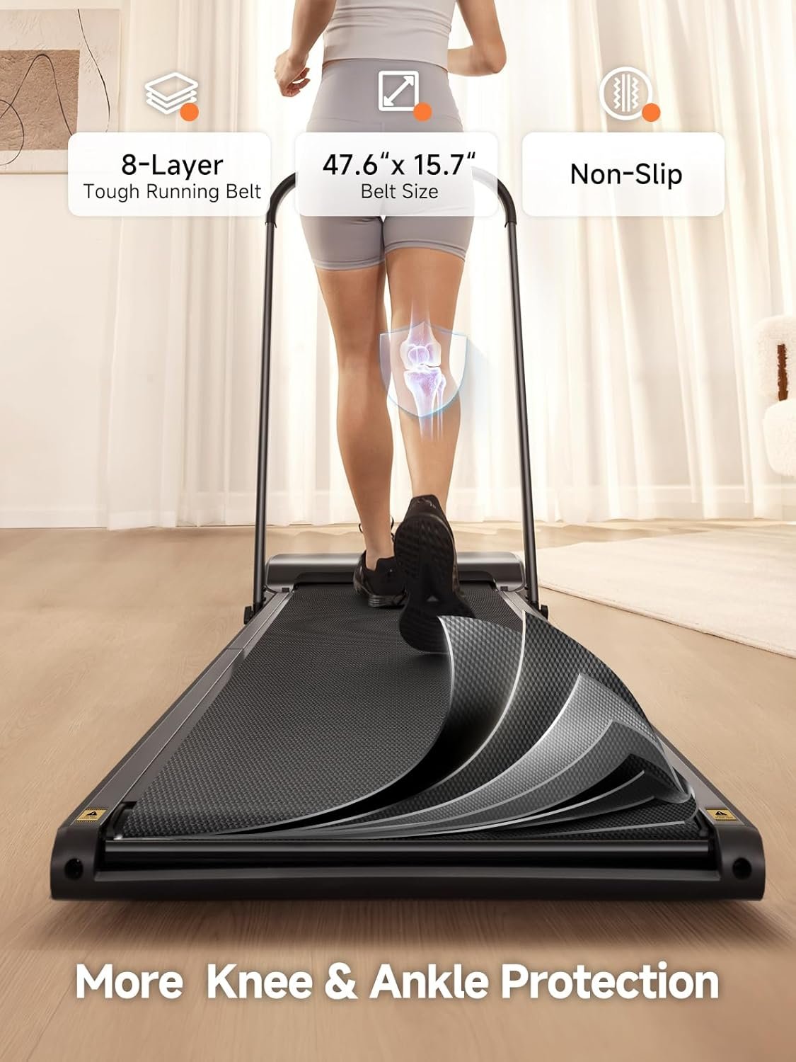 WalkingPad Foldable Walking Pad with Handle Bar, Treadmill for Home Office, Under Desk Treadmill with Adaptive Speed Control, Compact Design for Small Spaces - Image 4