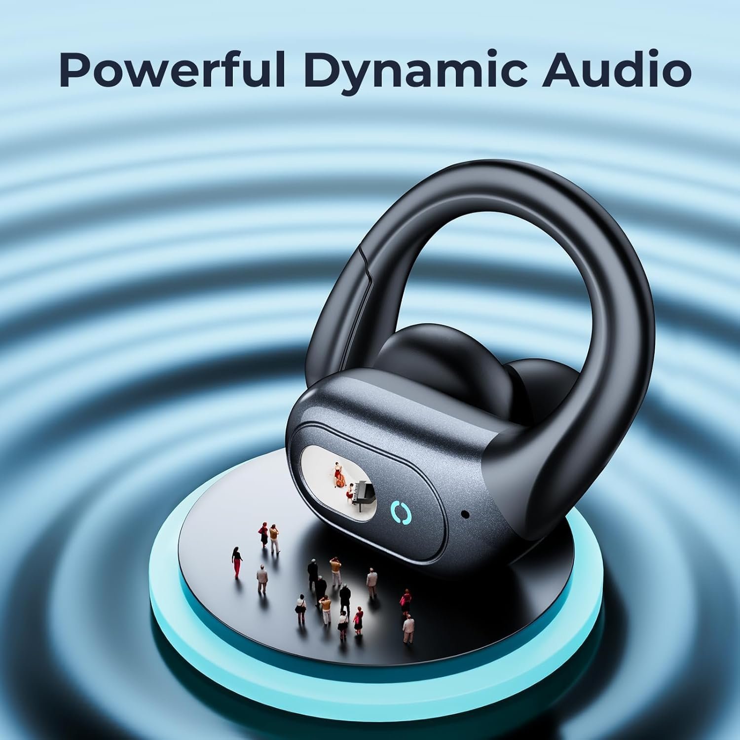 occiam Active Noise Cancelling Earbuds Wireless Bluetooth Headphones Ear Buds 90Hrs Playback Stereo Bass Earphones with Mic Over-Ear Hooks IPX7 Waterproof Headset for Work Sports Running Matte Black - Image 4