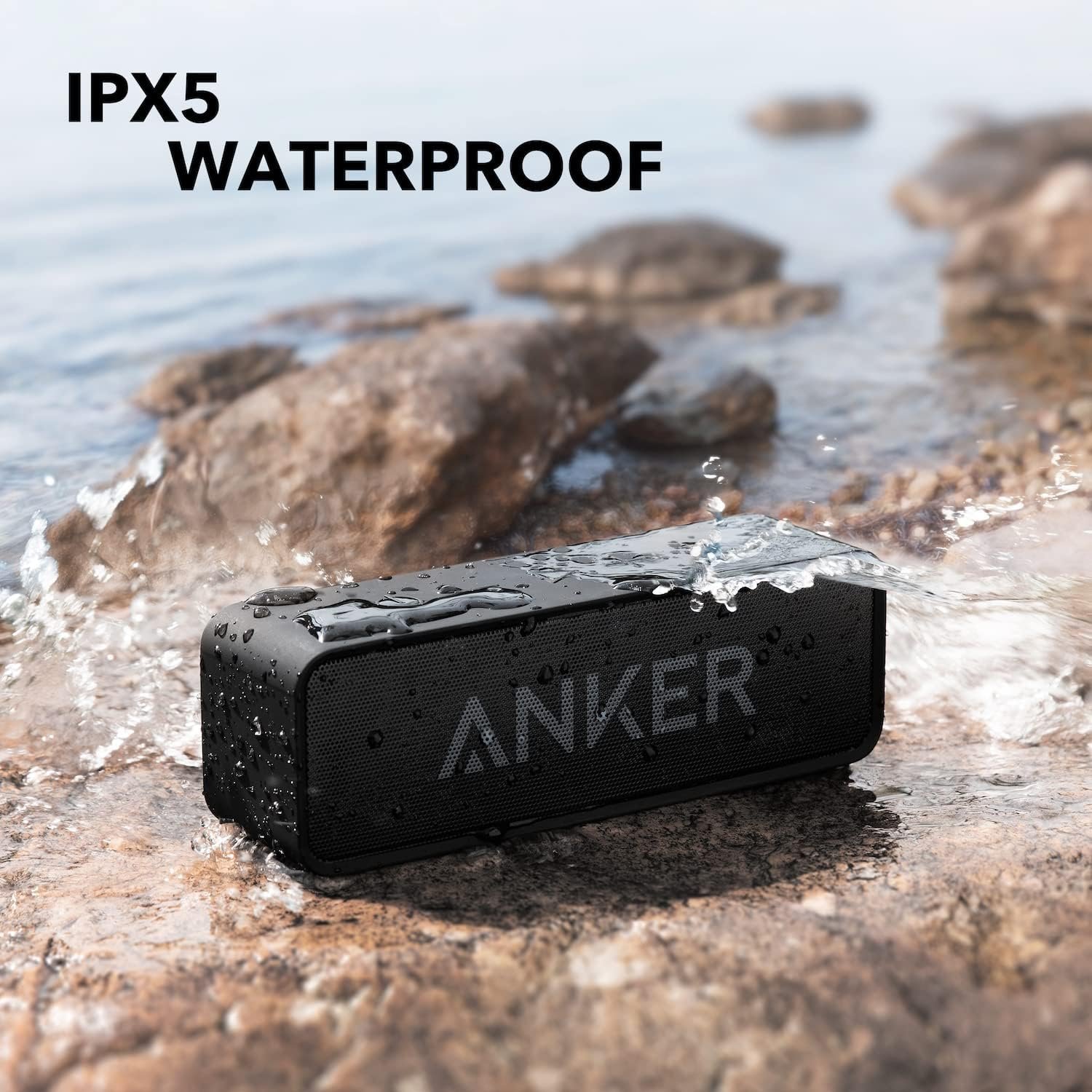 Anker Soundcore Upgraded Bluetooth Speaker with IPX5 Waterproof, Stereo Sound, 24H Playtime, Portable Wireless Speaker for iPhone, Samsung and More (Black) - Image 4