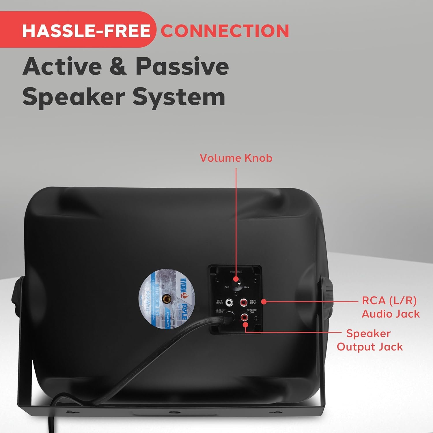 Pyle Waterproof & Bluetooth Indoor /Outdoor Speaker System, Black, 5.25" 600 Watt - Image 4