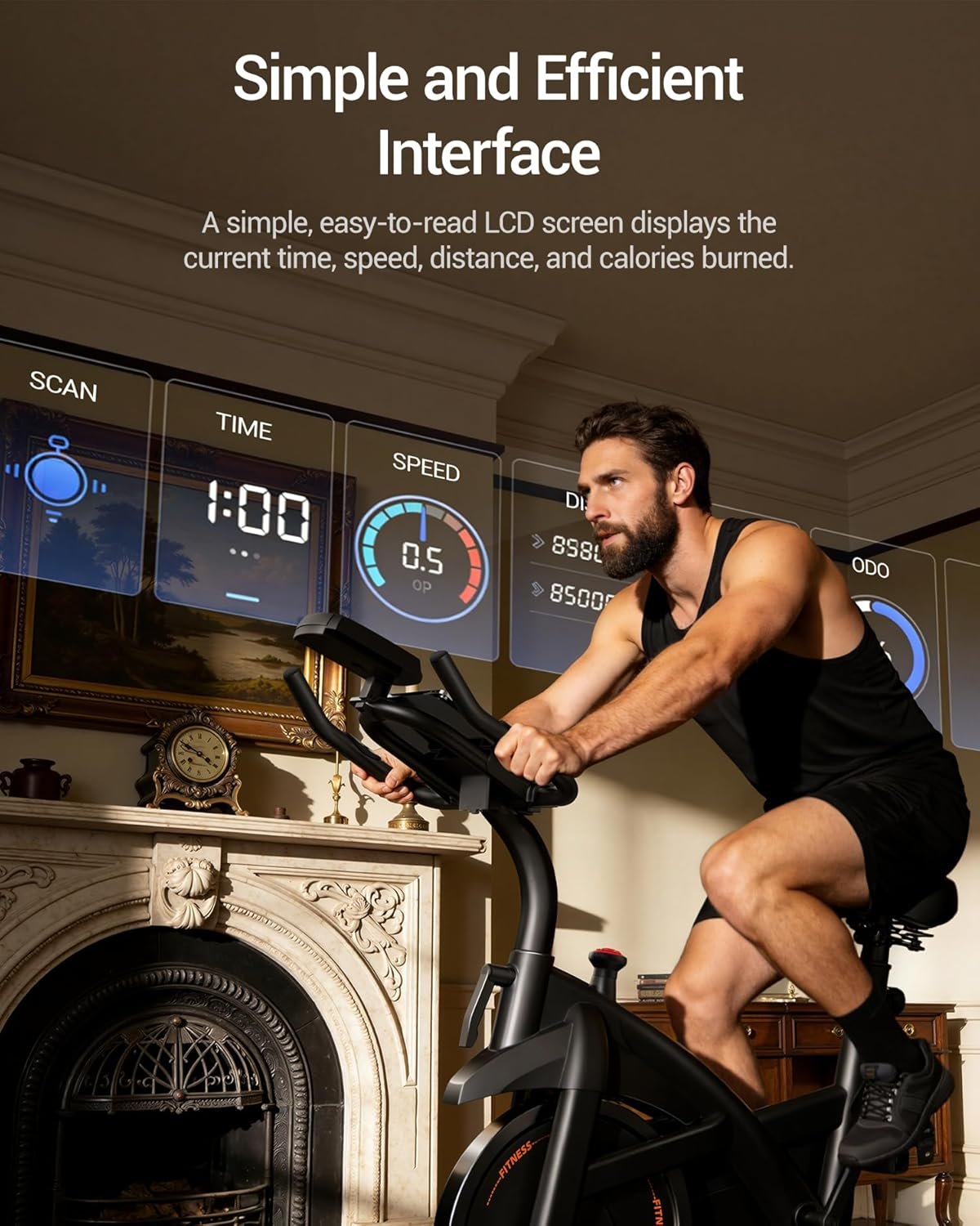 CURSOR FITNESS Exercise Bike, Brake Pad Stationary Bike for Home with Exclusive App, Stationary Bikes for Home with 300 lb Weight, Indoor Cycling Spin Bike Workout Bike with Extra Comfort Seat - Image 3