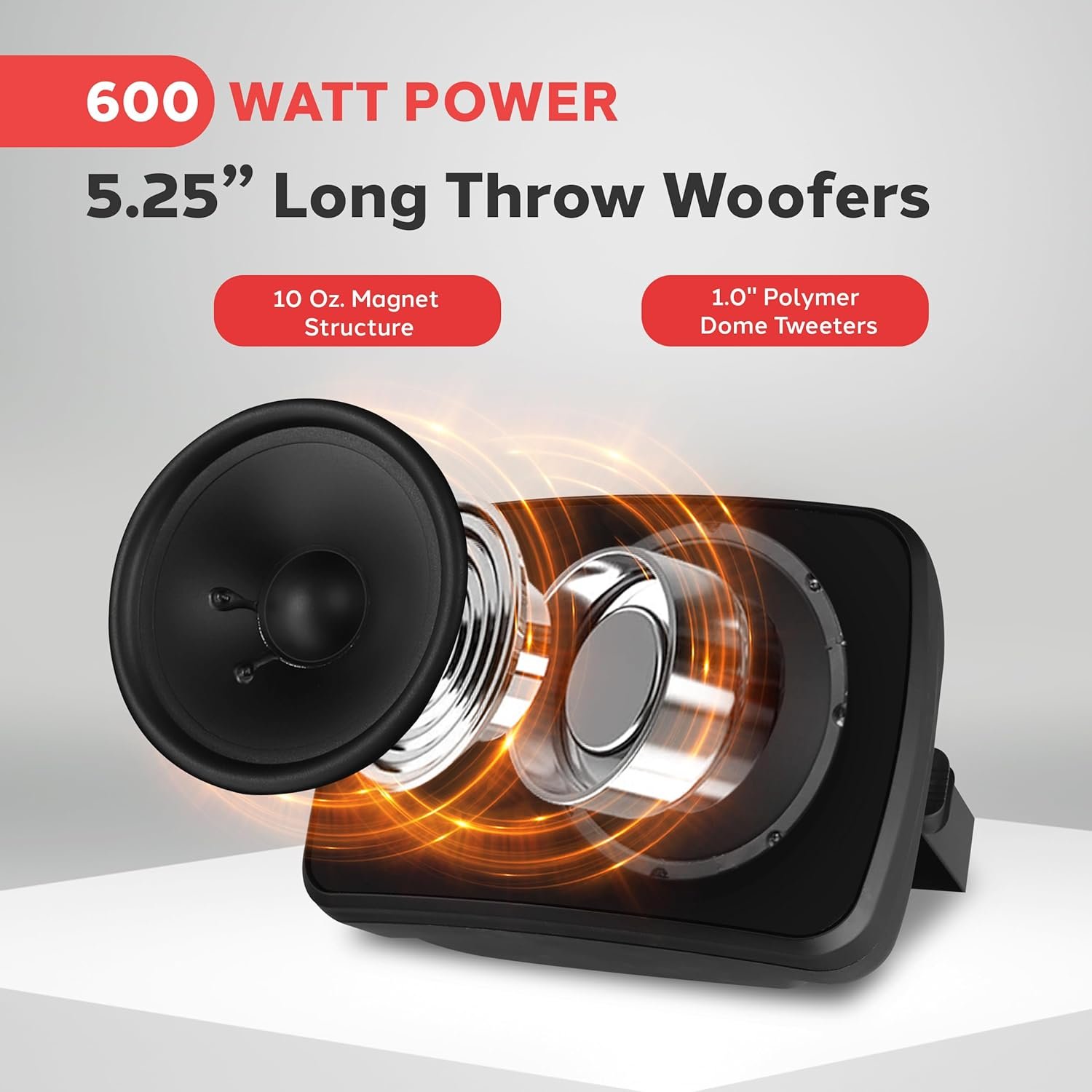 Pyle Waterproof & Bluetooth Indoor /Outdoor Speaker System, Black, 5.25" 600 Watt - Image 7