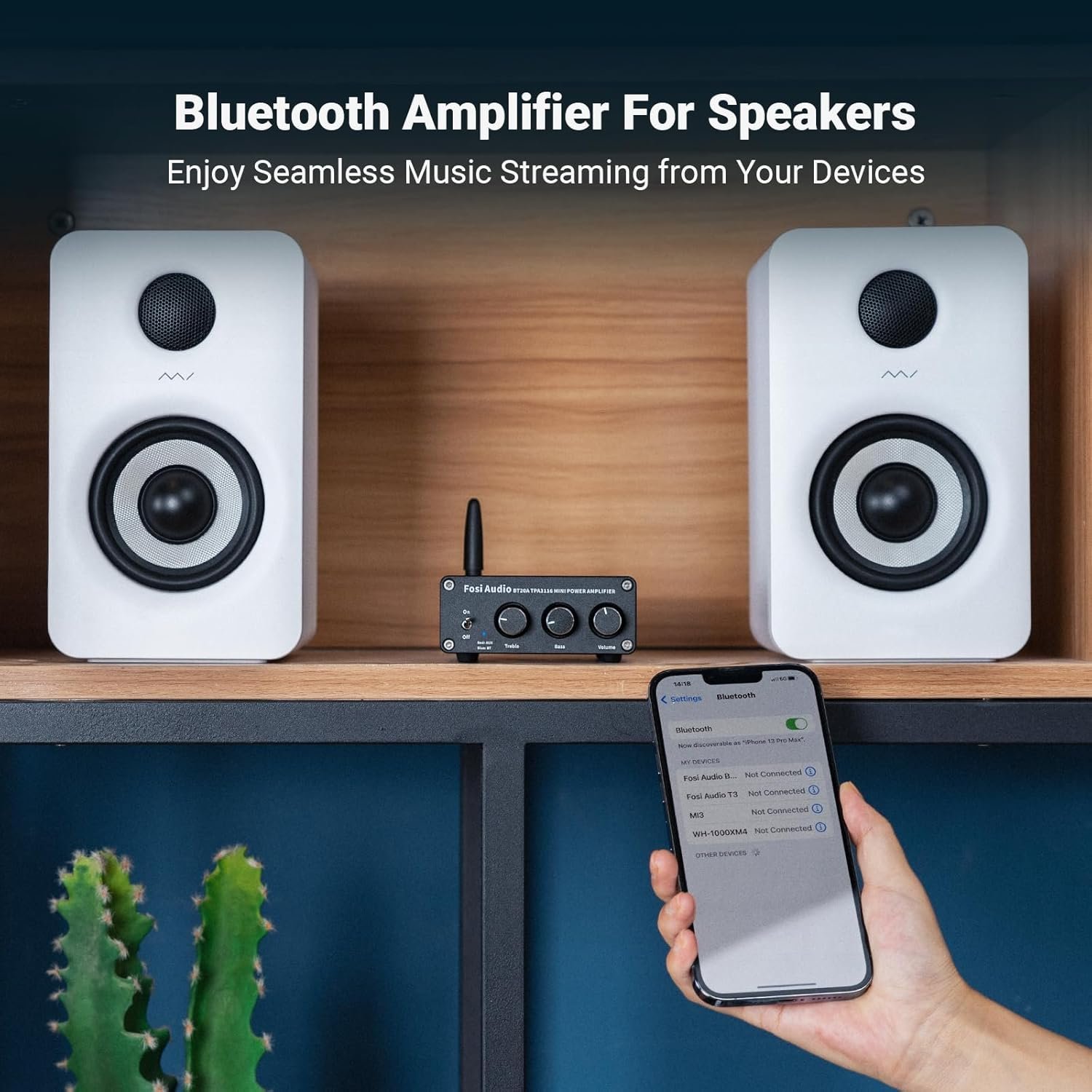 Fosi Audio BT20A Bluetooth Stereo Amplifier, 2 Channel Home Audio Component Amplifiers for Passive Speakers, Mini Class D Amp Receiver 200W for Indoor/Outdoor/Garage/Ceiling/Bookshelf Speaker - Image 3