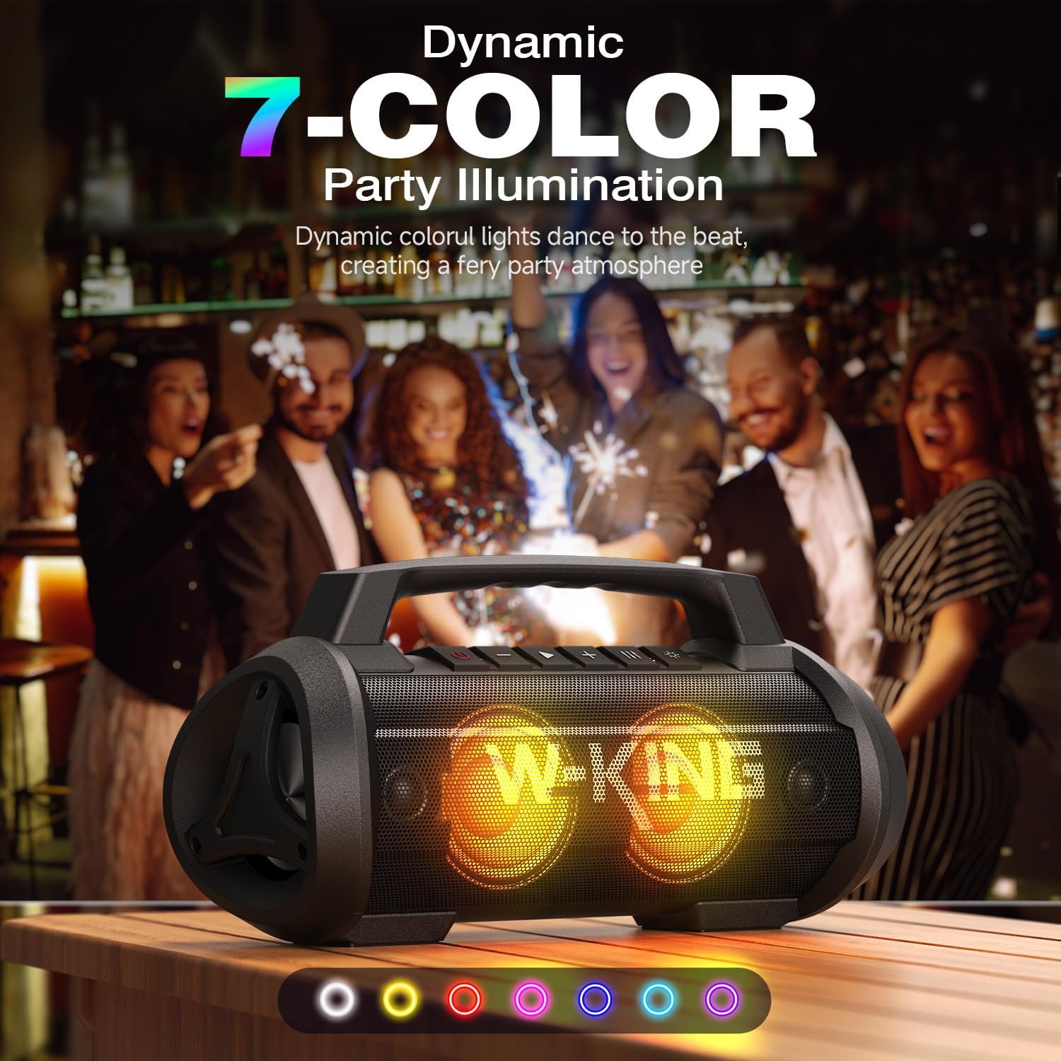 W-KING Portable Speakers Bluetooth Wireless, 120W Max Loudest Bluetooth Speaker, IPX6 Waterproof Outdoor Speaker with 70W Deep Bass/2*Subwoofer/DSP/EQ/42H/LED/MAC-in/TF/2 Pairing, Large Party Boombox - Image 6