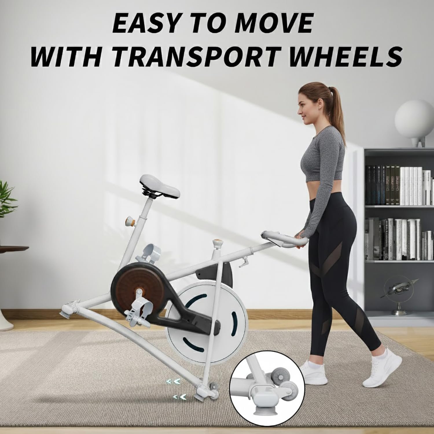 HOELLL Exercise Bike with Exclusive Heart Rate Sensor and APP Sync, Stationary Bikes for Home with Continuously Variable Resistance, Compact Indoor Cycling Bike with Tablet Mount - Image 2